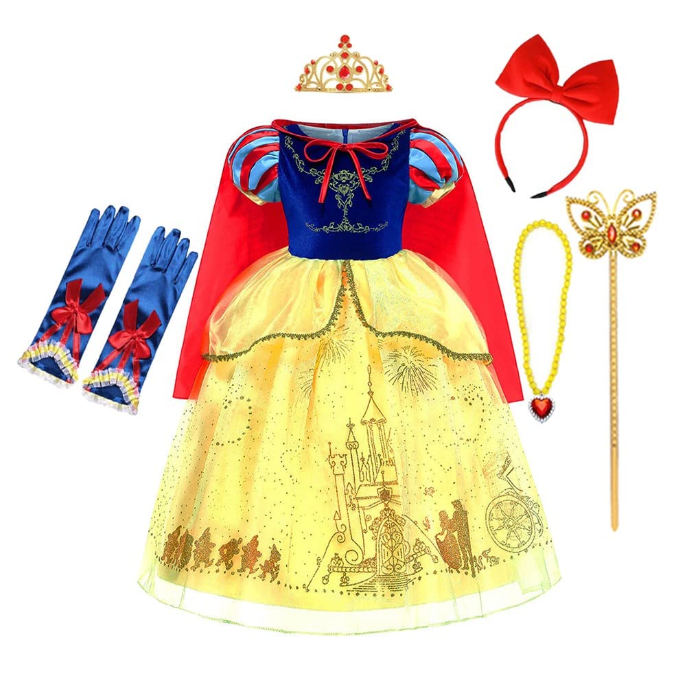 Snow White Princess Costume for Girls - Elegant Birthday Dress, Halloween & Christmas Party Outfit with Accessories | Perfect for Cosplay, Dress-Up, and Special Occasions