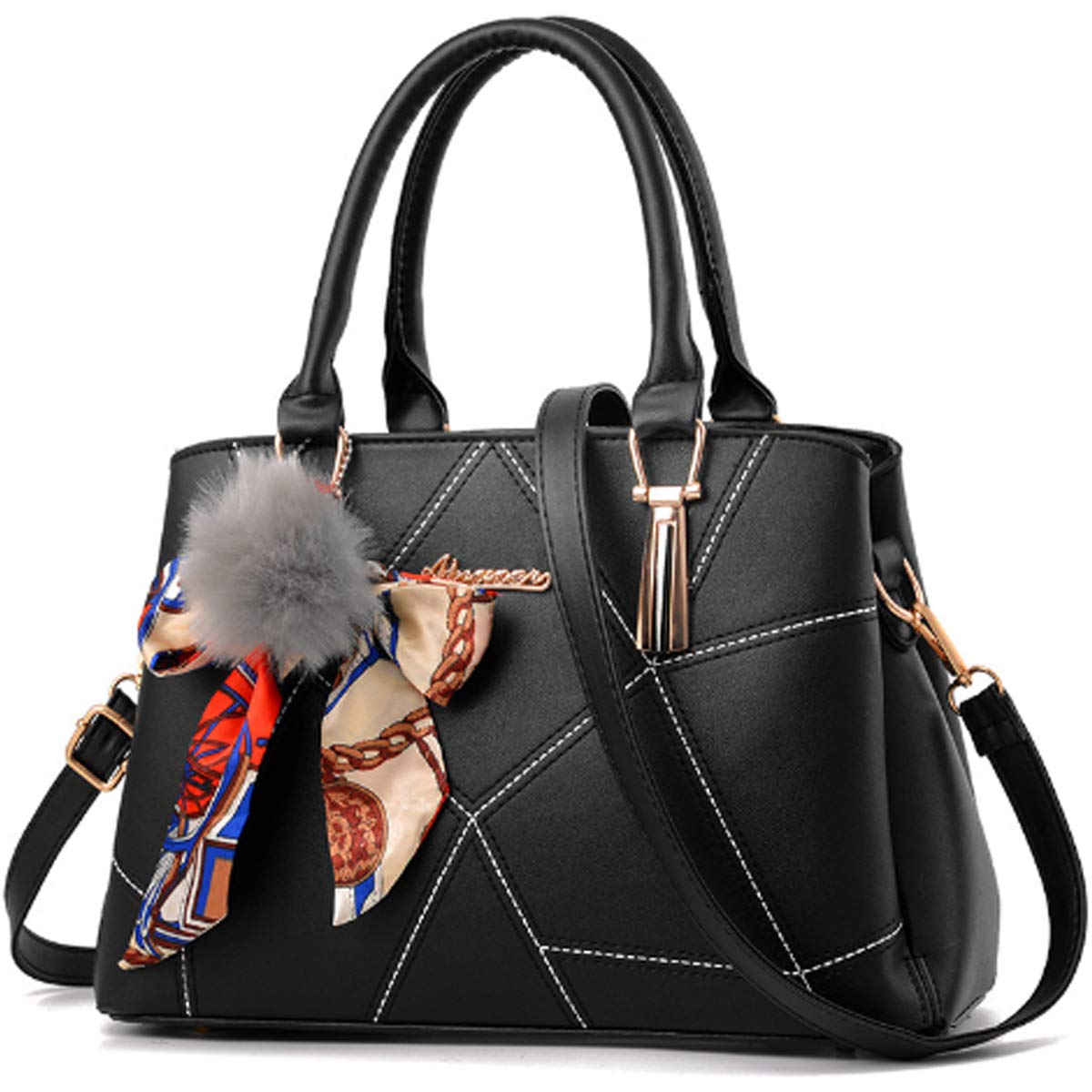 Stylish Women's PU Leather Crossbody Tote Bag - Fashionable Shoulder Purse with Hairball Design for Work, Travel & Daily Use