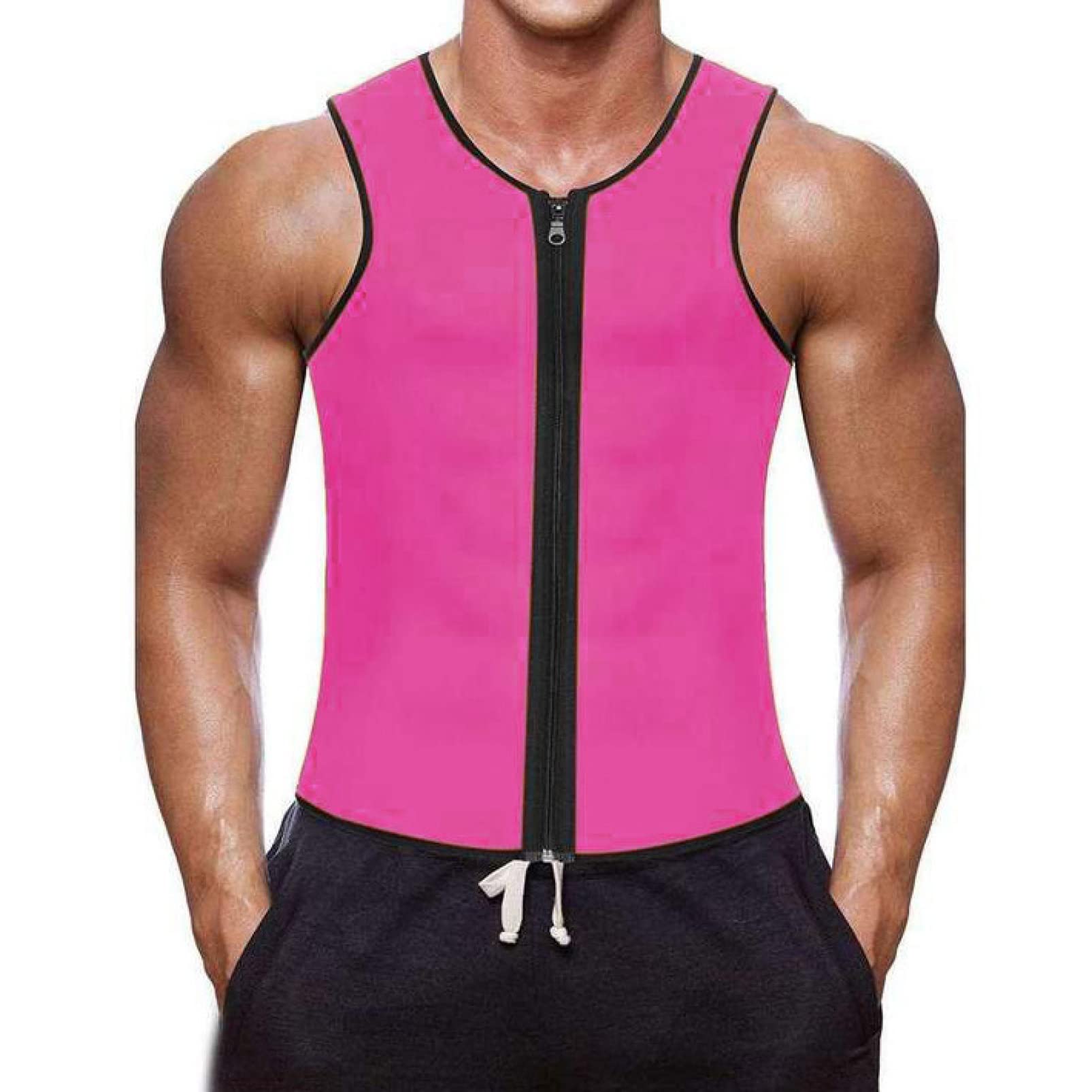 ChyJoey Men's Workout Sauna Vest with Zipper - Sweat Enhancer & Fat Burning Fitness Tank Top for Weight Loss & Body Shaping - Ideal for Gym, Running, and Home Workouts