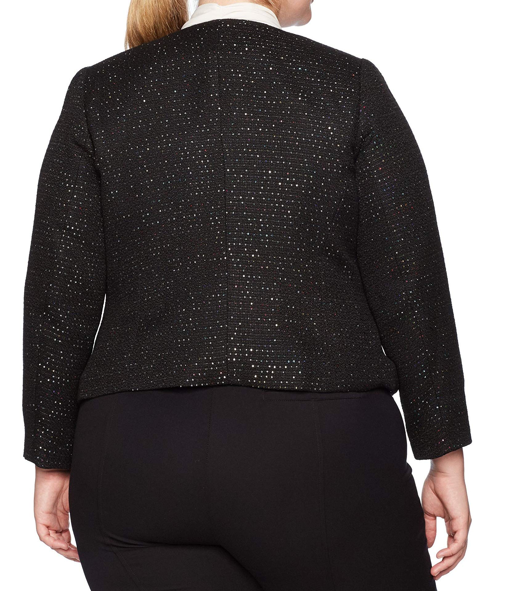 Nine West Women's Plus Size Sequin Tweed Jacket - Elegant Blazer for Office, Party & Special Occasions