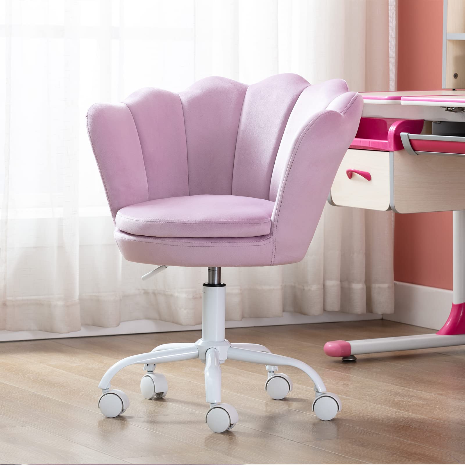 **GuYou Adjustable Kids Study Chair - Swivel Rolling Desk Chair for Boys & Girls, Ergonomic Children's Armchair for Bedroom, Study Room - Light Purple (Perfect for Homework, Reading & Gaming)**