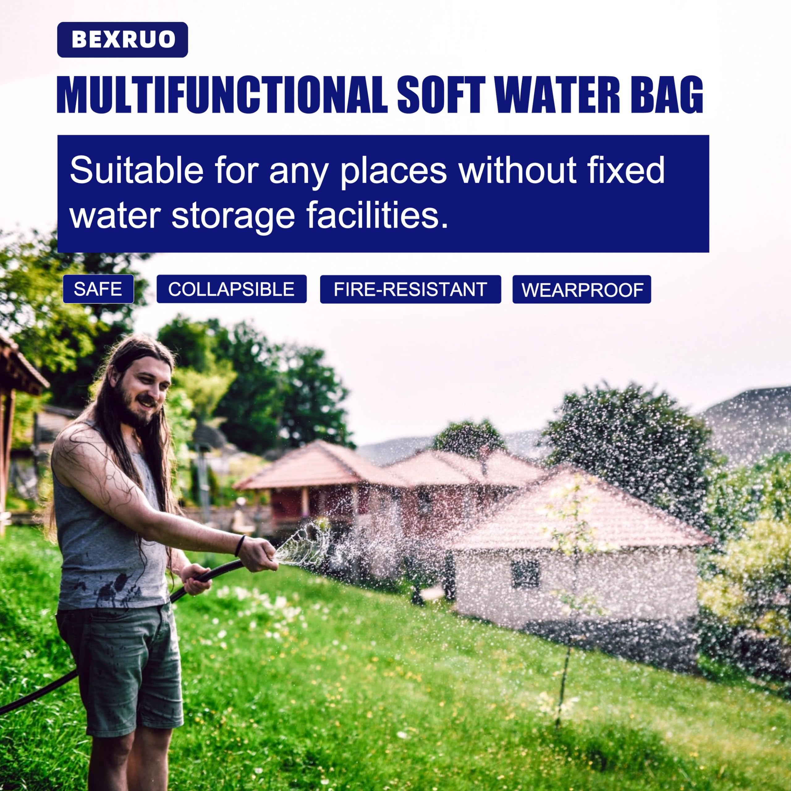 150 Gallon Portable Water Storage Bladder - Foldable Large Capacity Water Tank for Agricultural Irrigation, Camping, Firefighting & Outdoor Use | Emergency Water Supply, RV Trips, Disaster Preparedness & Household Water Storage