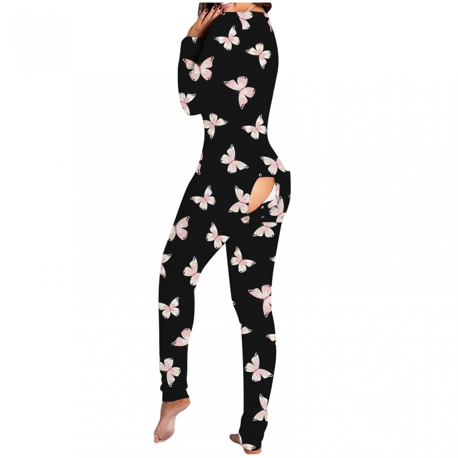Sexy Women's Lingerie Set - Naughty One Piece Pajama Jumpsuit with Long Sleeves, Sleepwear Bodysuit for Valentine's Day & Romantic Nights