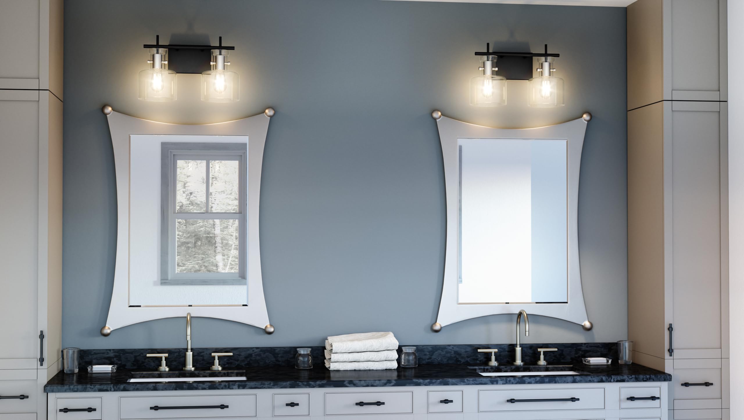 Quoizel Pensbury 2-Light Matte Black Bathroom Vanity Light - Perfect for Modern Bathroom, Bedroom, or Dressing Room Lighting
