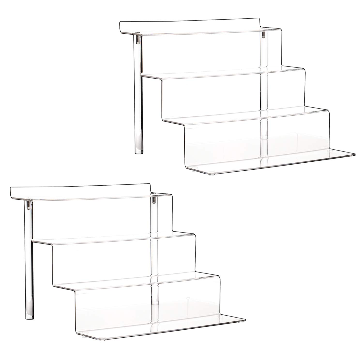 YestBuy 2 Pack Clear Acrylic Risers - 4 Tier Display Stand for Funko Pop Figures, Cupcakes & Desserts | Perfect for Showcasing Collectibles, Bakery Displays & Home Decor
