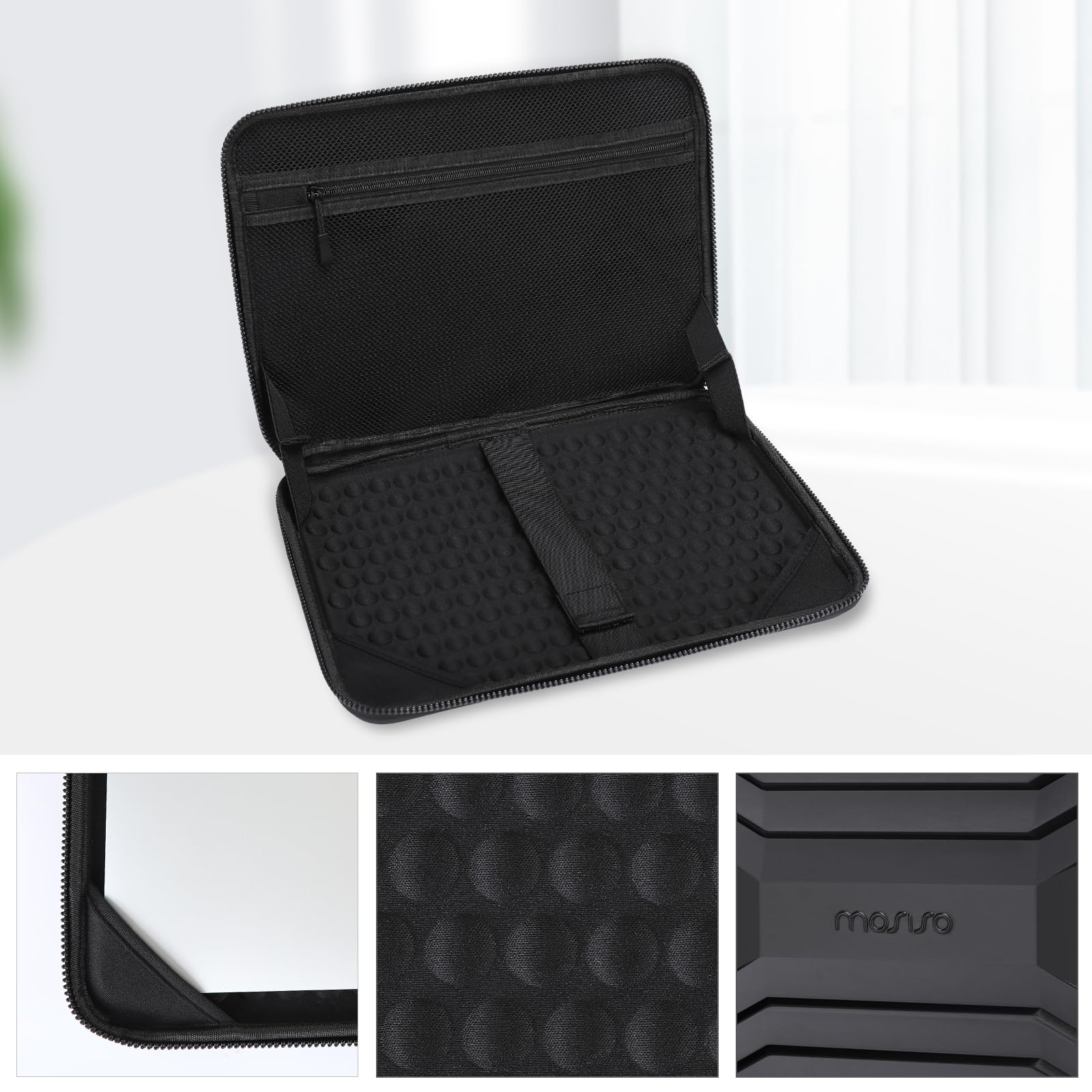 MOSISO 13-14 Inch Waterproof Shockproof Laptop Hard Case - EVA Hard Shell Protective Sleeve for MacBook Pro/Air, HP, Dell Laptops with Handle - Perfect for Travel, School & Business Use (Black)