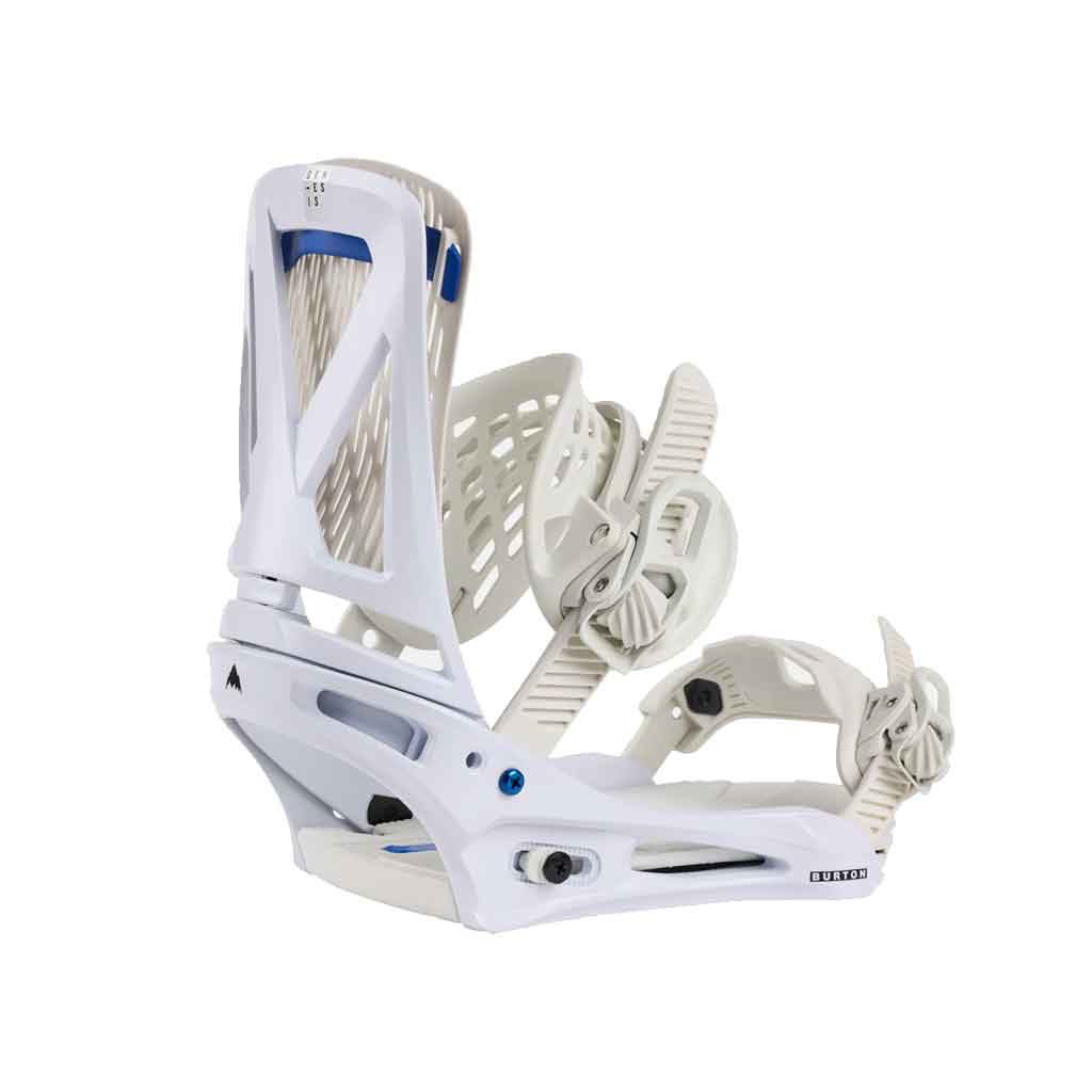 Burton Genesis Re:Flex Snowboard Bindings 2024-2025 | White | All-Mountain Freestyle Snowboarding Bindings for Men & Women | Perfect for Park, Powder & Backcountry Riding