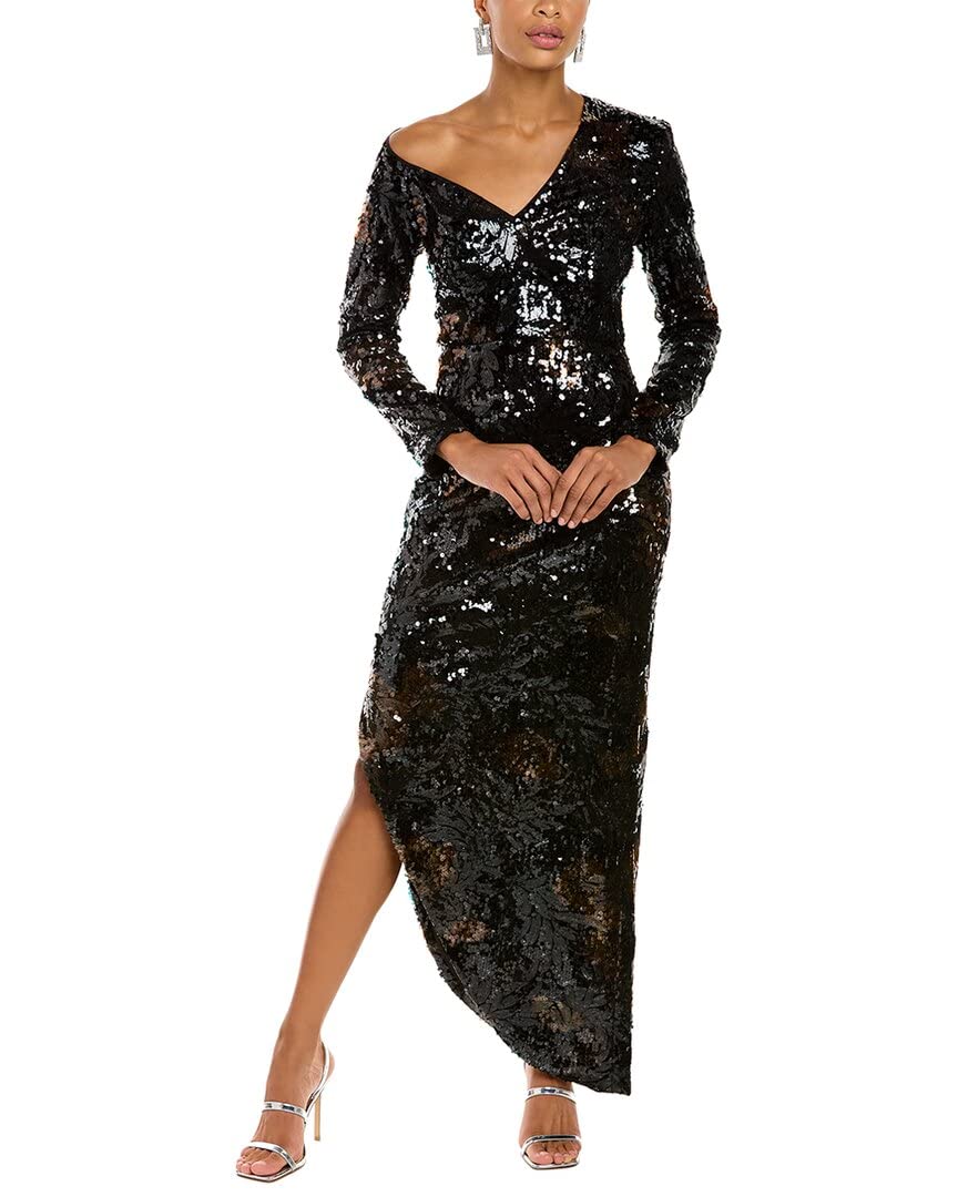 Kay Unger Women's Diana Gown - Elegant Black Evening Dress Size 8 for Formal Events, Weddings & Special Occasions