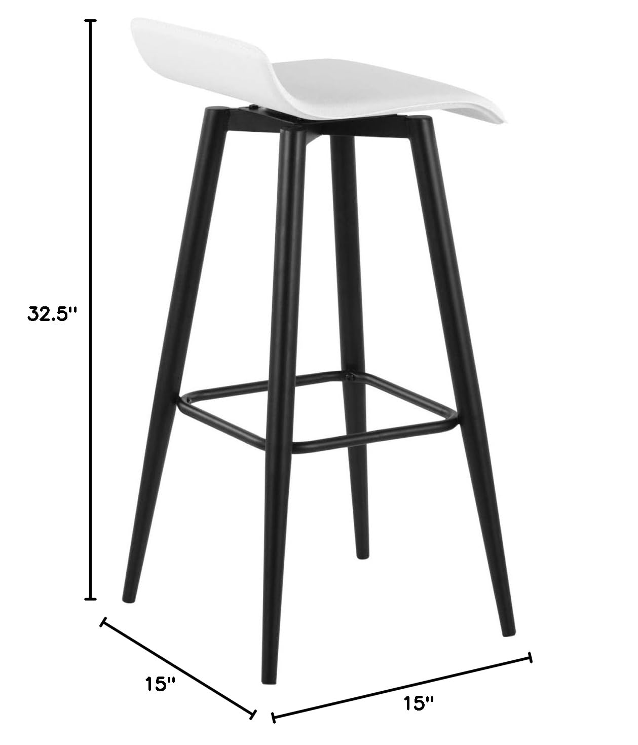 LumiSource Ale Fixed-Height Bar Stool Set of 2 - Black Modern Bar Chairs for Kitchen Island, Breakfast Nook & Home Bar - Durable Counter Height Stools for Dining & Entertaining