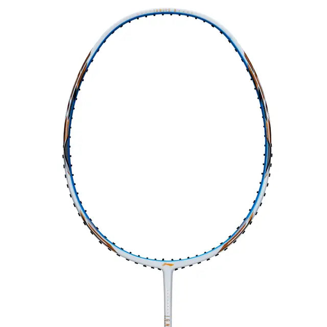 Li Ning IGNITE 8 White & Blue Badminton Racket - Prestrung Professional Shuttlecock Racket for Men & Women | Perfect for Badminton Tournaments & Casual Play | Made in China