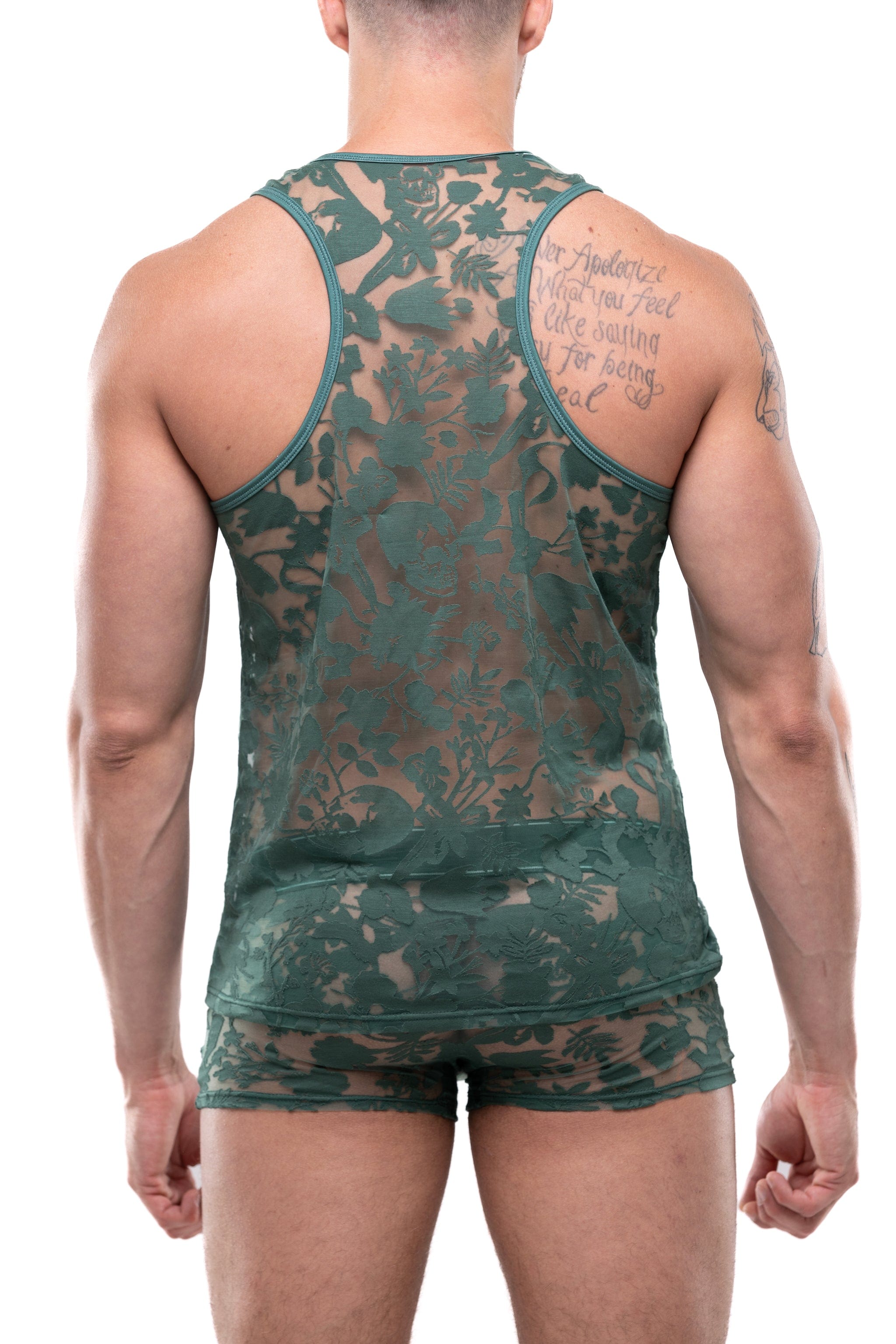 Dutch Floral Burnout Tank Top for Women - Soft Green Summer Sleeveless Blouse - Perfect for Beach Vacation, Music Festival & Boho Outfits