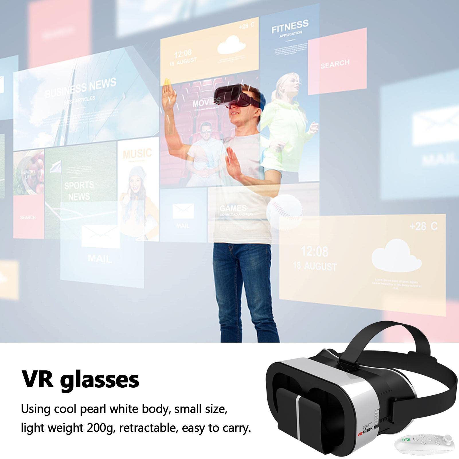 3D VR Headset for Smartphones - Virtual Reality Glasses with Remote Control - Immersive 3D Movies & 360° Videos Experience - Perfect for Gaming, Education & Virtual Travel