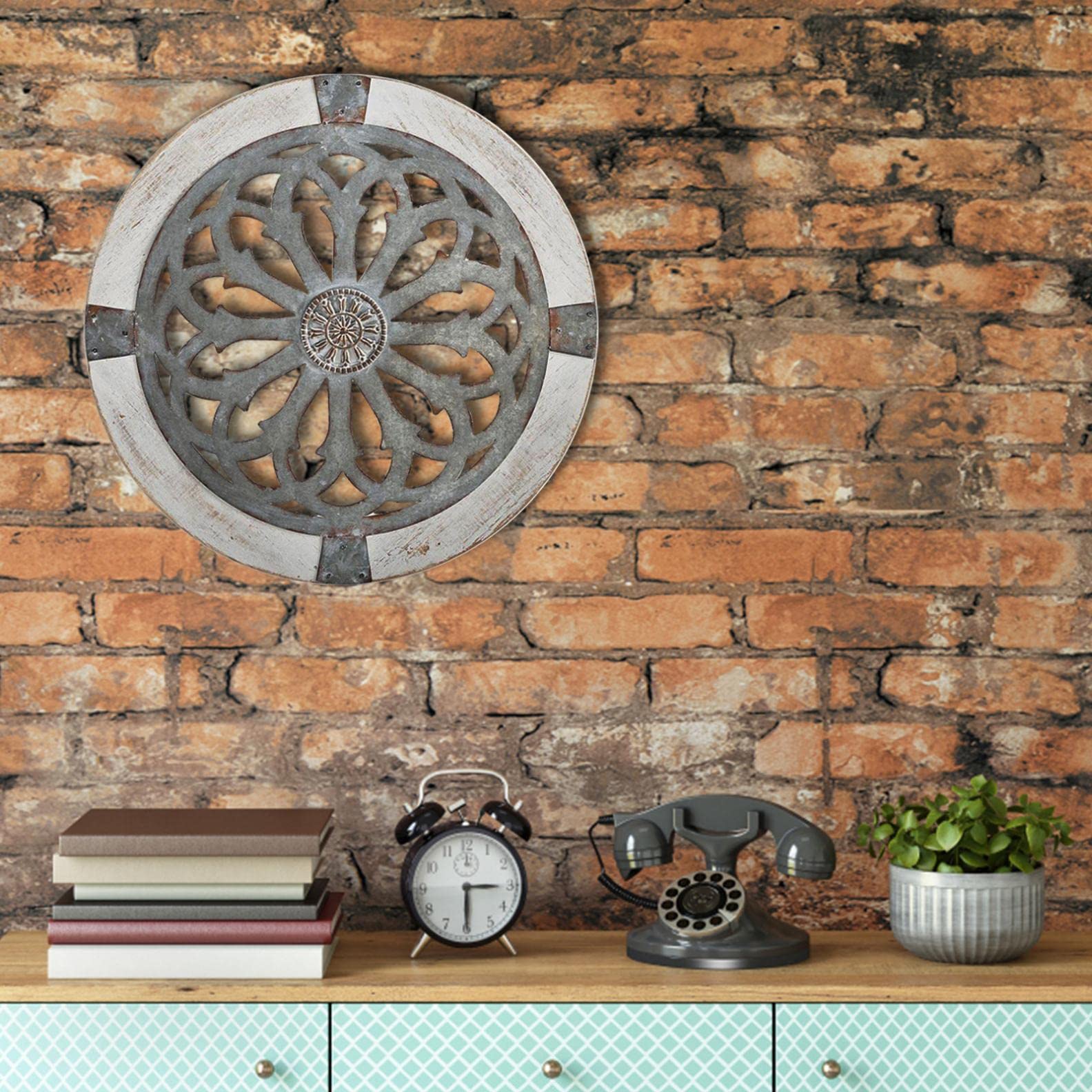 Vintage Round Metal Wall Art Decor - Handcrafted Decorative Wall Medallion for Home & Office - Indoor/Outdoor Wall Sculpture for Living Room, Bedroom, Patio - Perfect Gift for Housewarming & Home Decor Enthusiasts