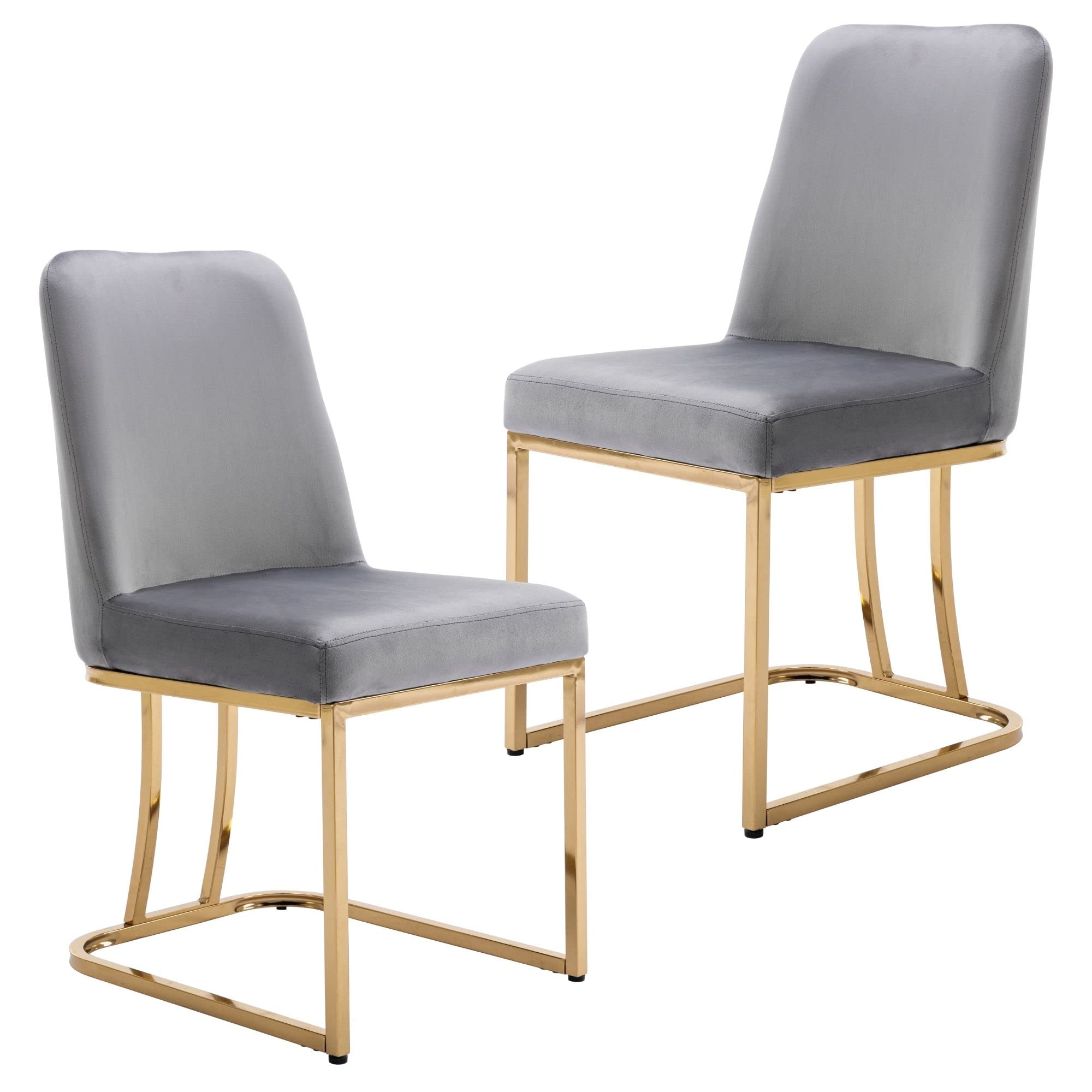 2-Piece Velvet Dining Room Chairs Set - Modern High Back Upholstered Side Chairs, Armless Grey Accent Chairs for Dining Room, Living Room & Home Decor | Perfect for Small Spaces, Apartments & Entertaining Guests