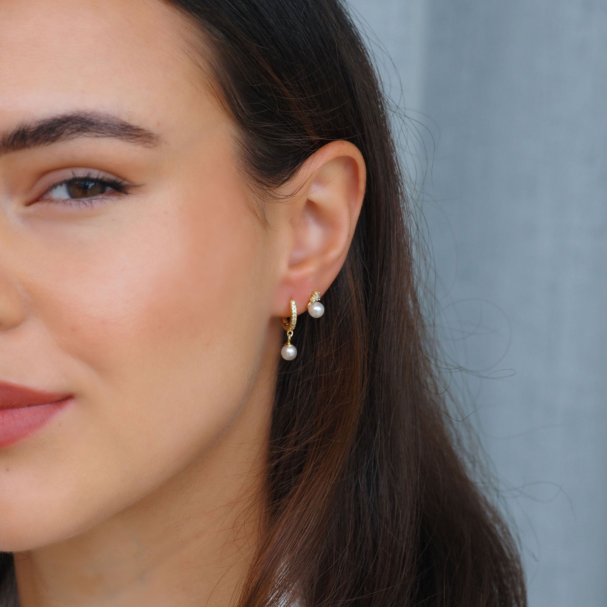 Crystal Pearl Hoop Earrings Gold - Elegant 14K Gold Plated Pearl Dangle Earrings for Women | Perfect for Weddings, Parties & Everyday Wear
