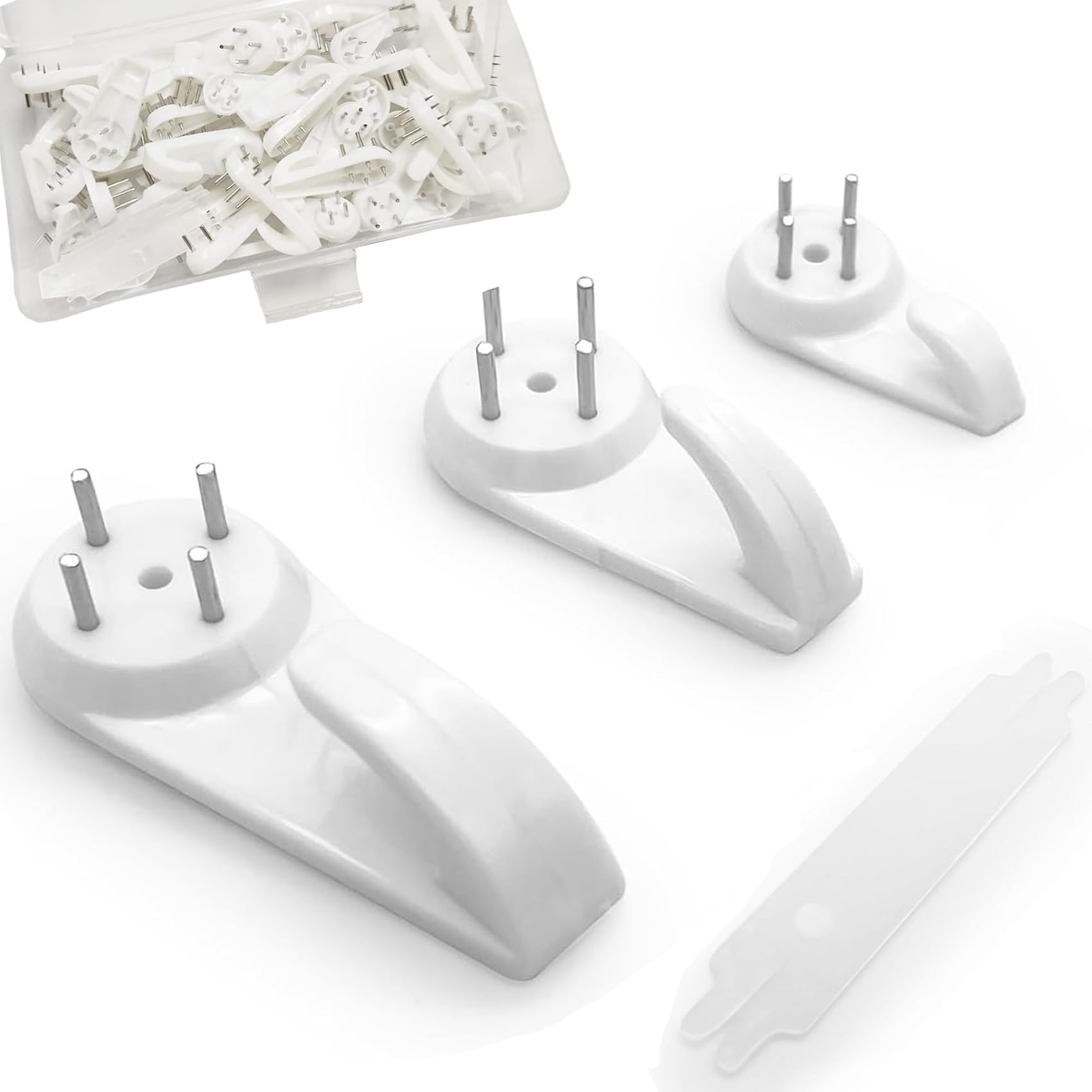 60Pcs Picture Hanging Hooks Kit - No Trace Wall Hangers for Drywall & Hard Walls - White Frame Fixing Hangers for Photos, Paintings & Artwork - Perfect for Home, Office & Gallery Decor