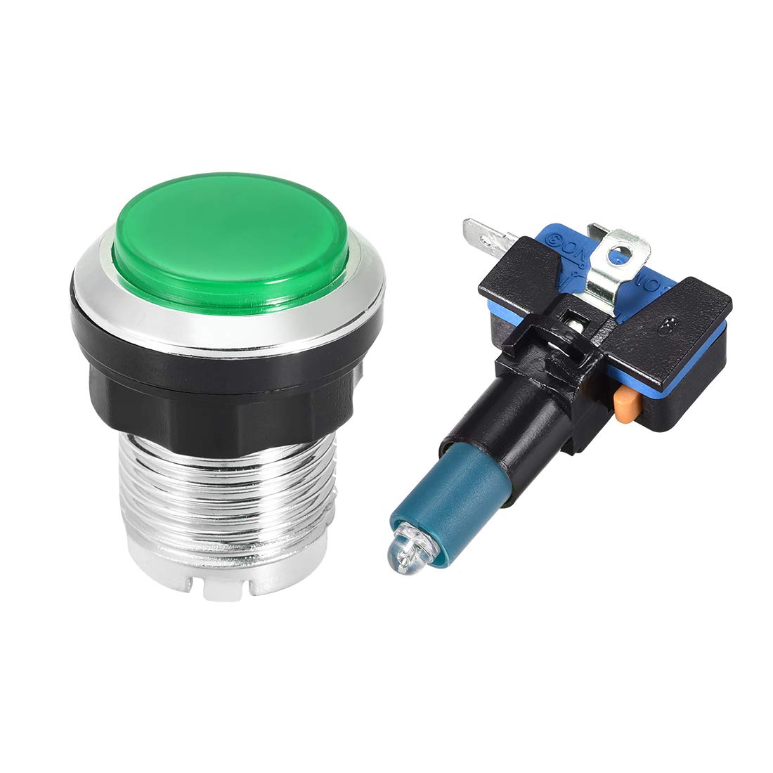 33mm Round 12V LED Illuminated Arcade Push Button Switch with Micro Switch - Green (1pc) for Video Games, DIY Arcade Cabinet & Home Gaming Setup