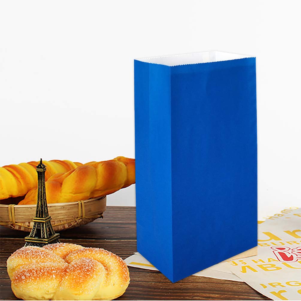 Royal Blue Small Paper Bags 100 Pack - 4.7x2.4x8.7 Inch Party Favor Bags, Goodie Bags & Lunch Bags for Birthday Parties, Baby Showers, Wedding Favors & School Events