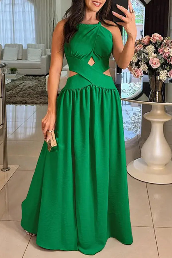 Elegant Solid Color Sexy Cross Tie Backless Maxi Dress for Women - Perfect for Beach Vacations, Summer Parties & Date Nights