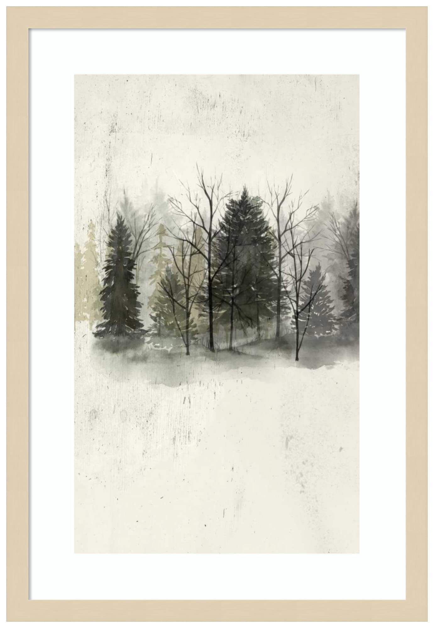 Amanti Art Framed Wall Art Print 25x17 - Textured Treeline Landscape Painting by Grace Popp - Rustic Farmhouse Decor - Medium Poster Artwork for Living Room, Bedroom, Bathroom & Kitchen - Perfect for Home, Office and Gift Giving