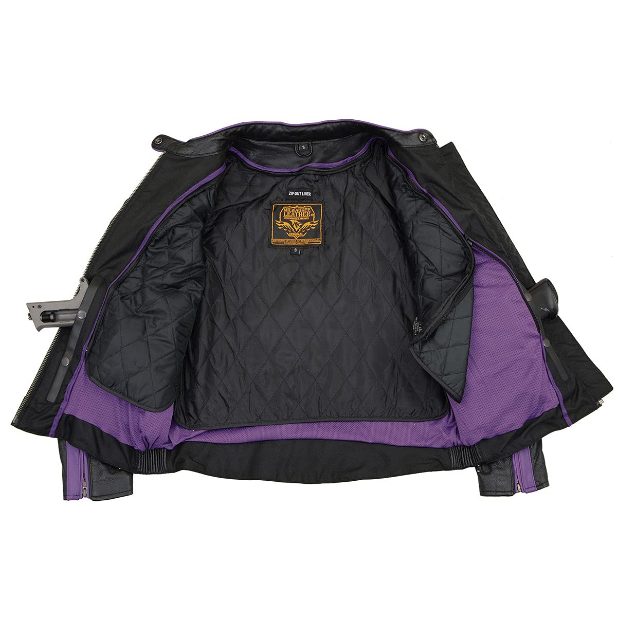 Milwaukee Leather ML1952 Women's Black Embroidered Wing & Stud Design Leather Scooter Jacket - Stylish Motorcycle Riding & Casual Wear for Women