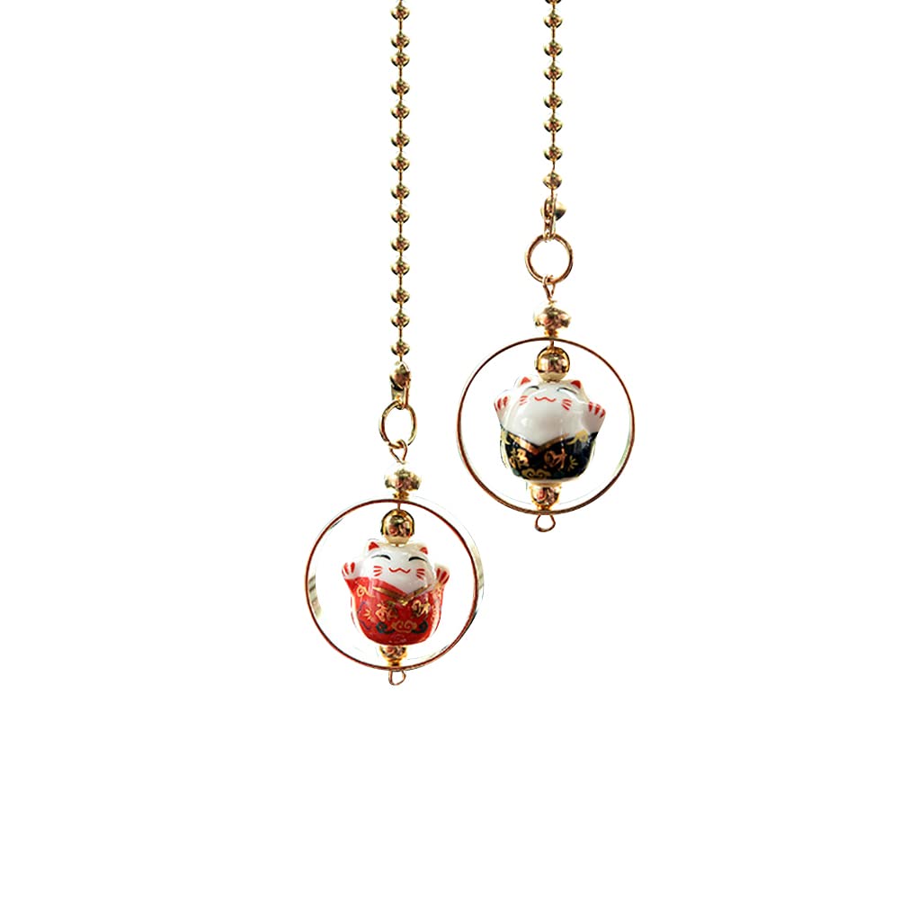ZCargel Lucky Cat Car Pendant - Cute Porcelain View Mirror Charm for Car Interior Decoration | Feng Shui Driving Hanging Ornament for Good Luck & Safe Travels