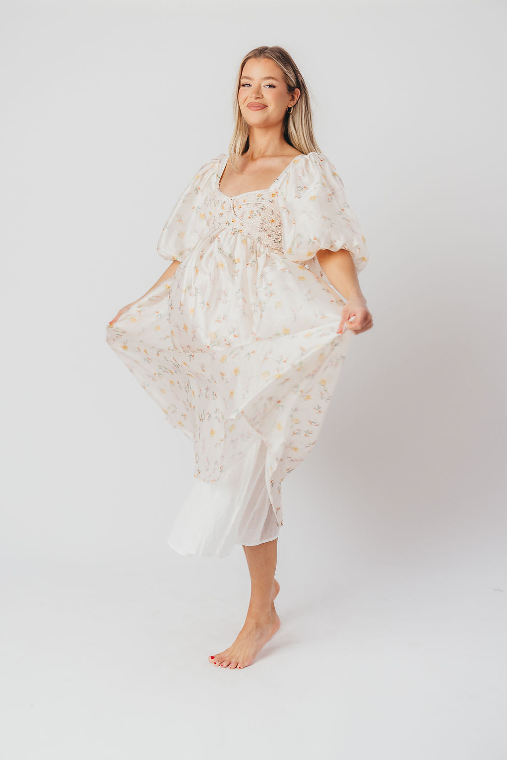 Harlow Maxi Dress - Tiny Yellow Floral Print, Bump Friendly Maternity Dress, Inclusive Sizing S-3XL | Perfect for Summer Vacations, Beach Weddings & Boho Chic Outfits