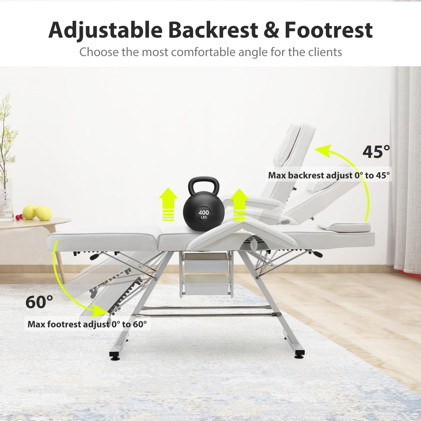 Professional Adjustable Hydraulic Facial Bed Tattoo Chair with 2 Trays - Foldable Esthetician Salon Massage Bed & Stool for Lash, Beauty, Spa Treatments - Perfect for Tattoo Artists, Massage Therapists & Beauty Professionals