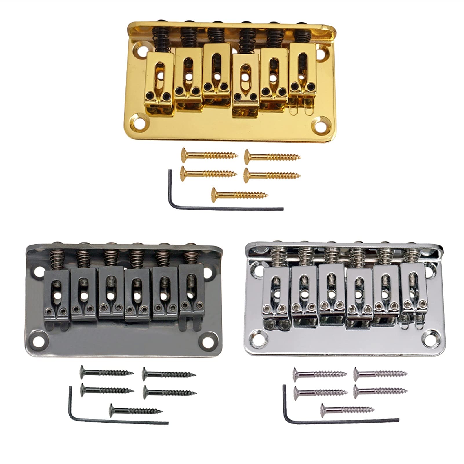 Premium Zinc Alloy Electric Guitar Bridge - 6 String Fixed Tailpiece with Screw Spanner Set (Gold) | Durable Replacement Part for Electric Guitar Repair & Upgrade | Perfect for Rock, Blues & Studio Performances