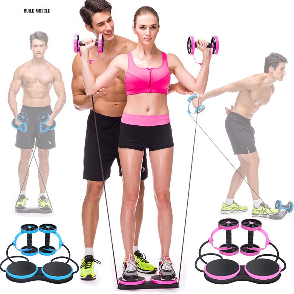 Multi-Functional Ab Wheel Roller for Core Workouts - Abdominal Exercise Equipment with Pull Rope & Twist Weight Training - Blue Fitness Gear for Home Gym & Office Workout