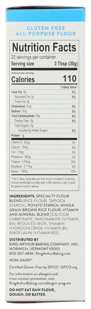 King Arthur Gluten Free All-Purpose Flour - 24 oz (Pack of 2) | Non-GMO, Certified Gluten-Free Baking Flour for Cakes, Cookies & Bread | Perfect for Home Bakers & Celiac Diet