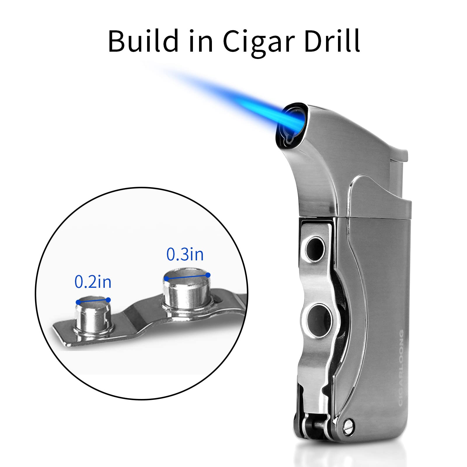Premium Cigar Cutter & Butane Lighter Set - Sharp Stainless Steel Blade, Refillable Torch Lighter with Punch Tool (Yellow) - Perfect for Cigar Aficionados, Outdoor Smoking & Gifts