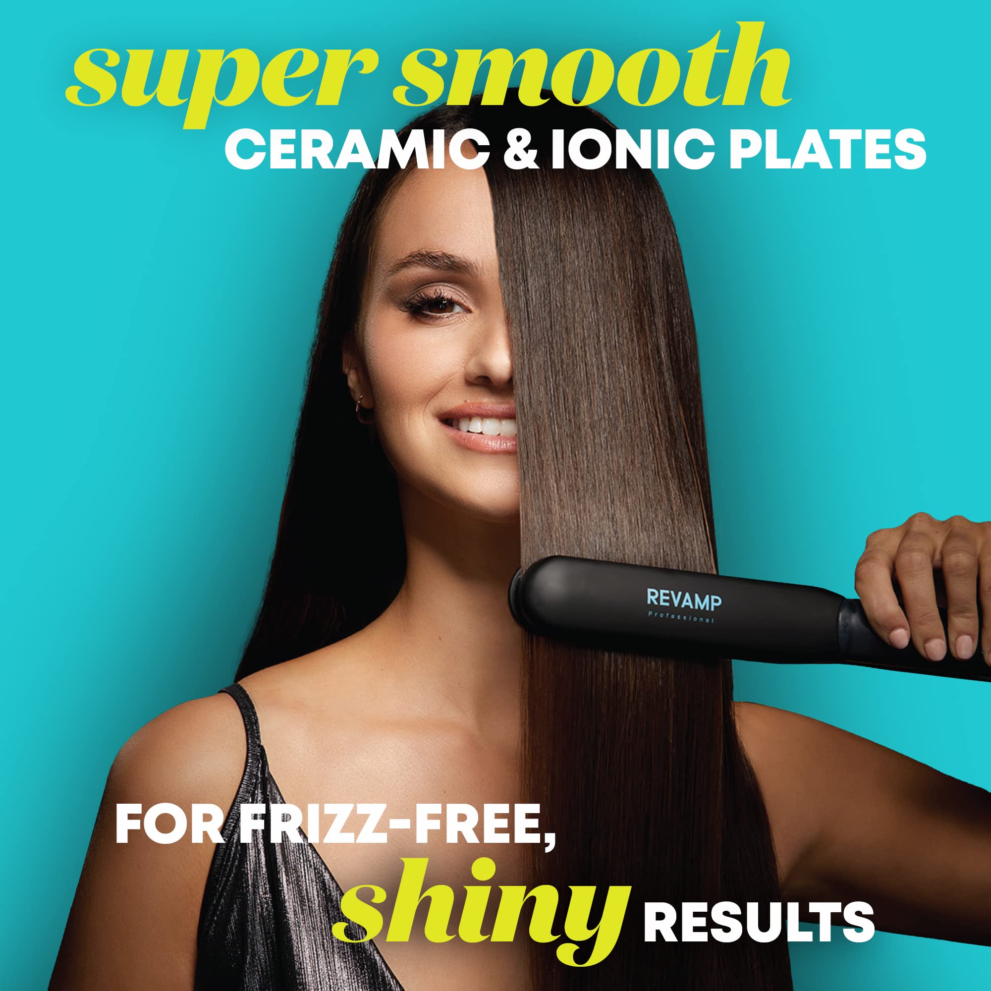 Revamp Progloss MoistureCare 1.25-Inch Flat Iron Hair Straightener – Keratin, Argan & Coconut Oil Infused Ceramic Ionic Steam Straightener with Floating Plates, Auto Shut Off for Home & Salon Use