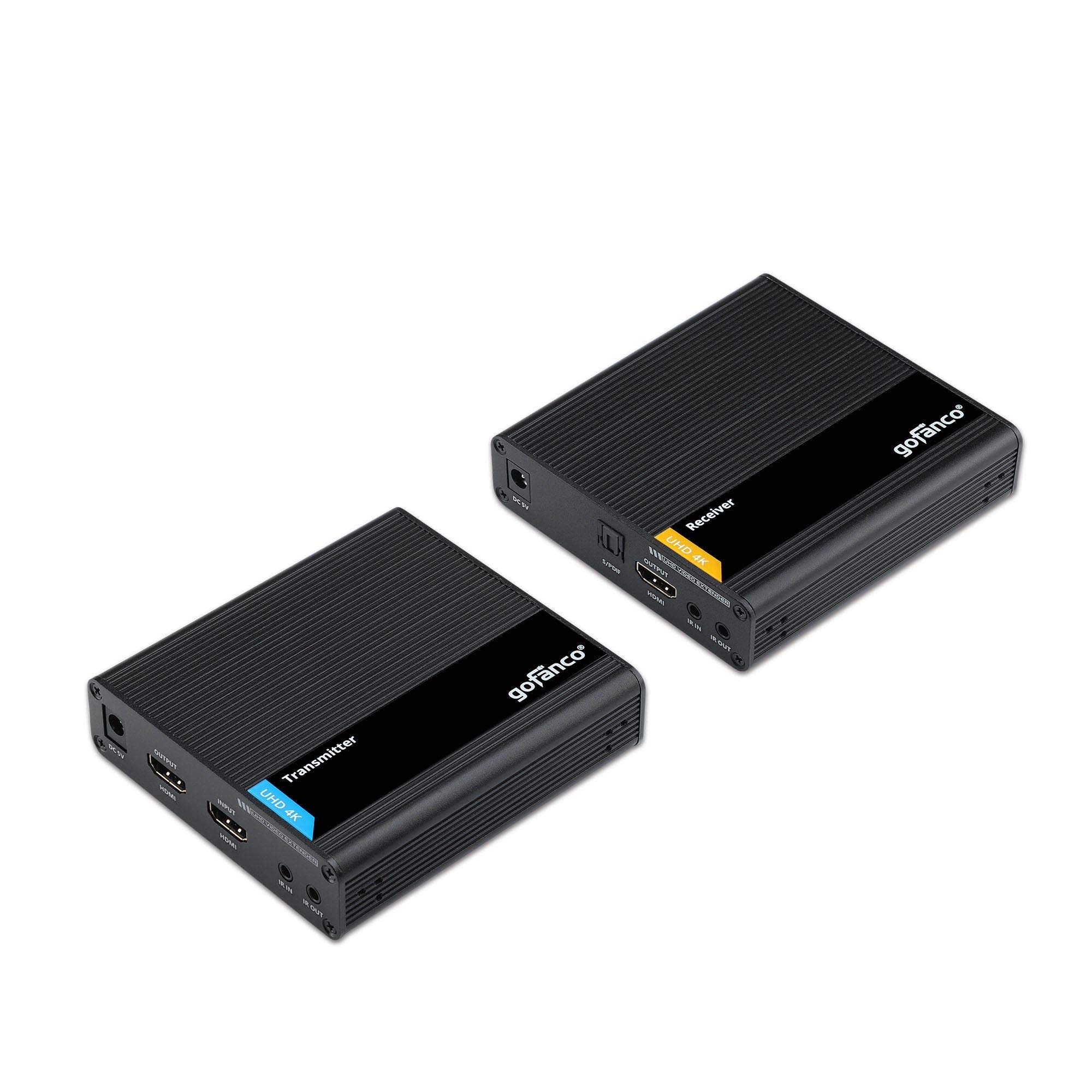 Gofanco 4K HDMI 2.0 Extender Balun - 230ft (70m) Over CAT6/7 Cable, 4K@60Hz HDR, HDCP 2.2, Zero Latency - Perfect for Home Theater, Gaming & Conference Room AV Setup