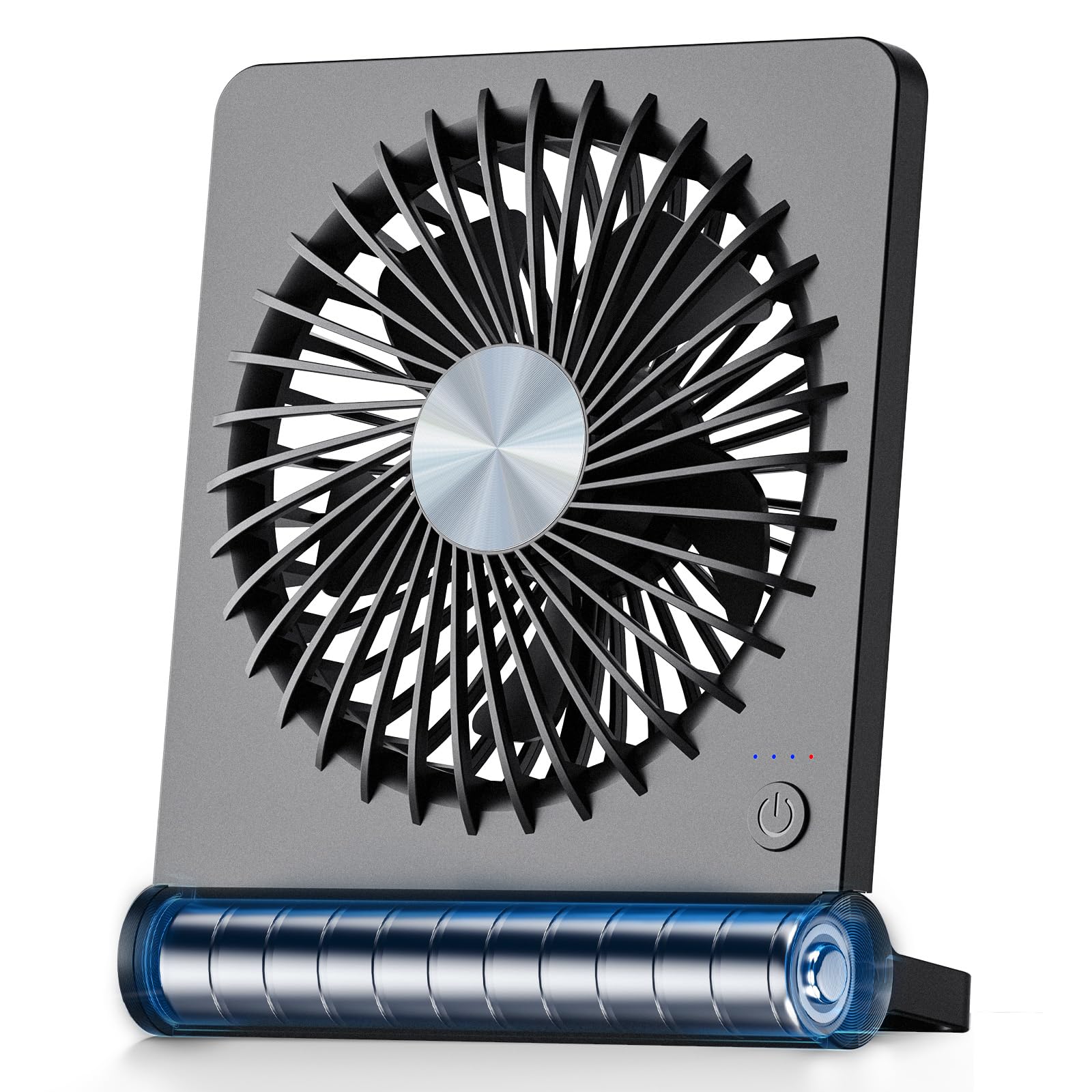 Koonie Portable Desk Fan - USB Rechargeable, 3 Speed Settings, Ultra Quiet 220° Tilt Folding, 3.5-20 Hours Battery Life - Perfect for Home Office, Desktop, Dorm Room & Outdoor Use - Black