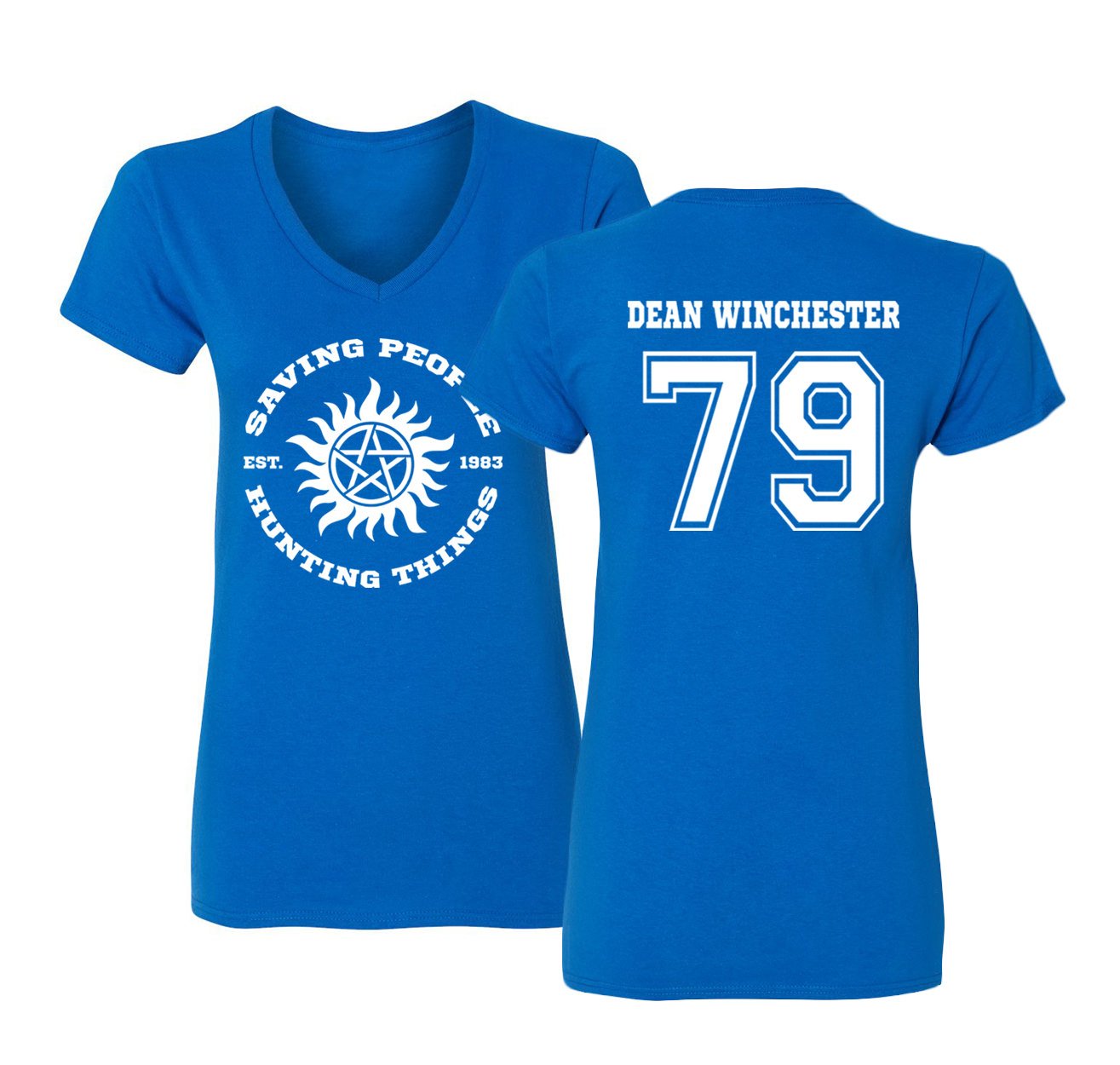 Supernatural Dean Winchester Women's V-Neck T-Shirt | RIVEBELLA | TV Show Inspired Casual Tee for Fans & Cosplay