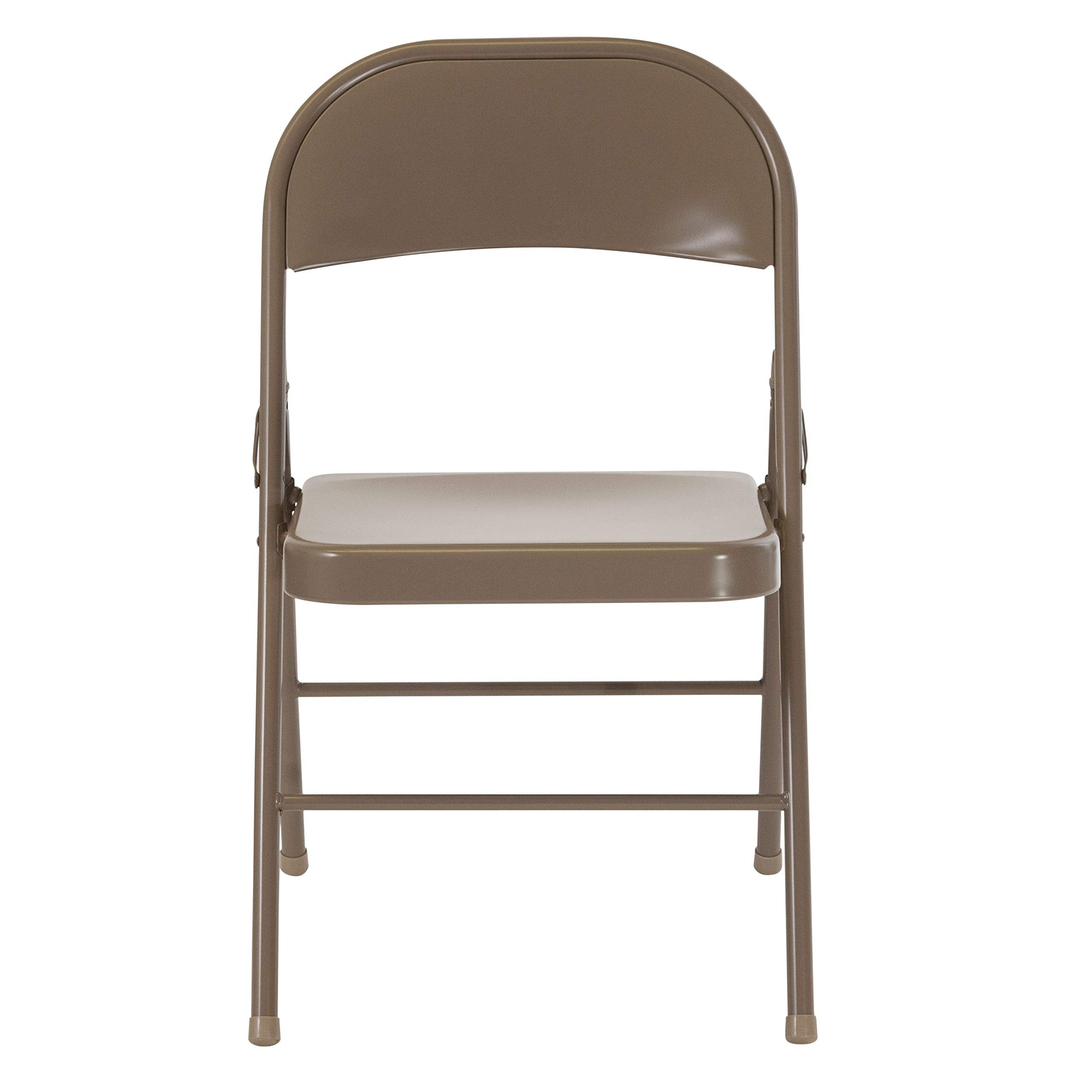 Flash Furniture HERCULES Series Heavy Duty Beige Metal Folding Chair - Double Braced Commercial Grade for Events, Parties, Weddings & Outdoor Gatherings