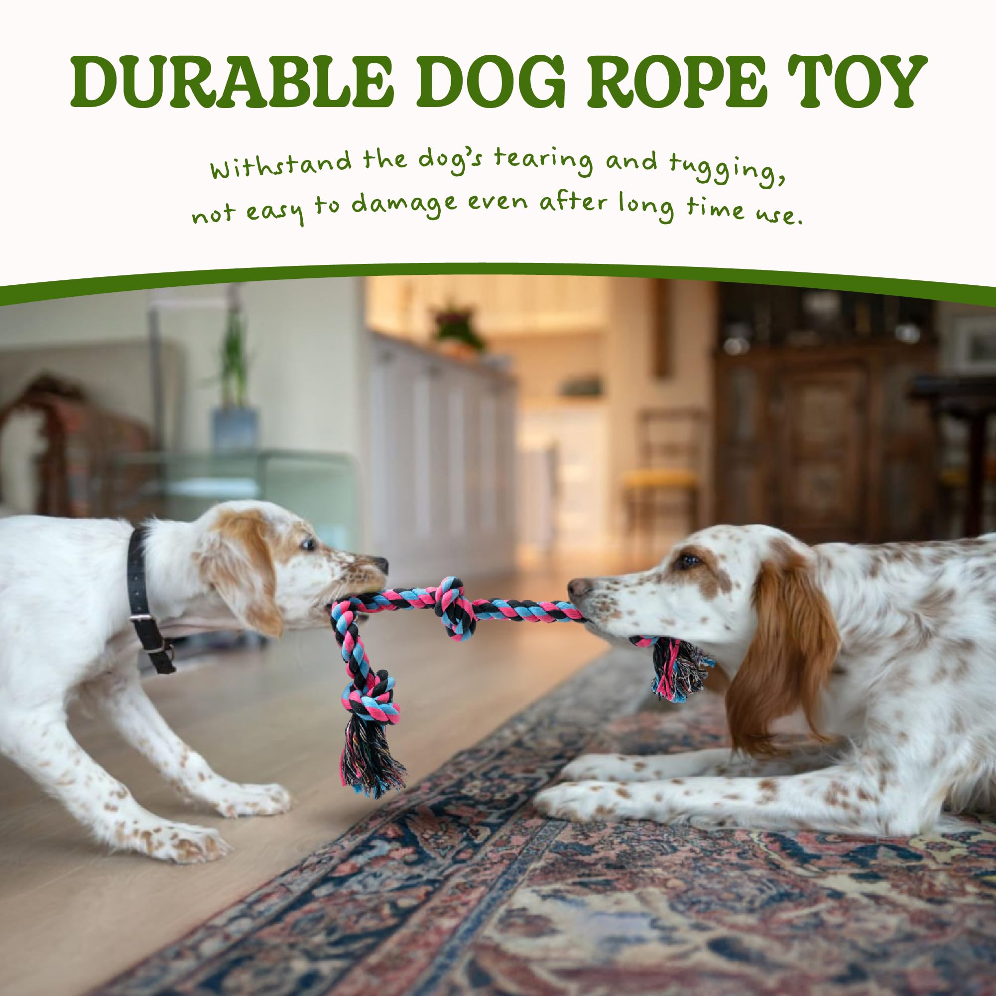 Durable Heavy Duty Dog Rope Chew Toy for Large & Aggressive Chewers - Indestructible Cotton Tug of War Rope for Medium to Large Breed Dogs - Perfect for Teeth Cleaning, Playtime & Interactive Training