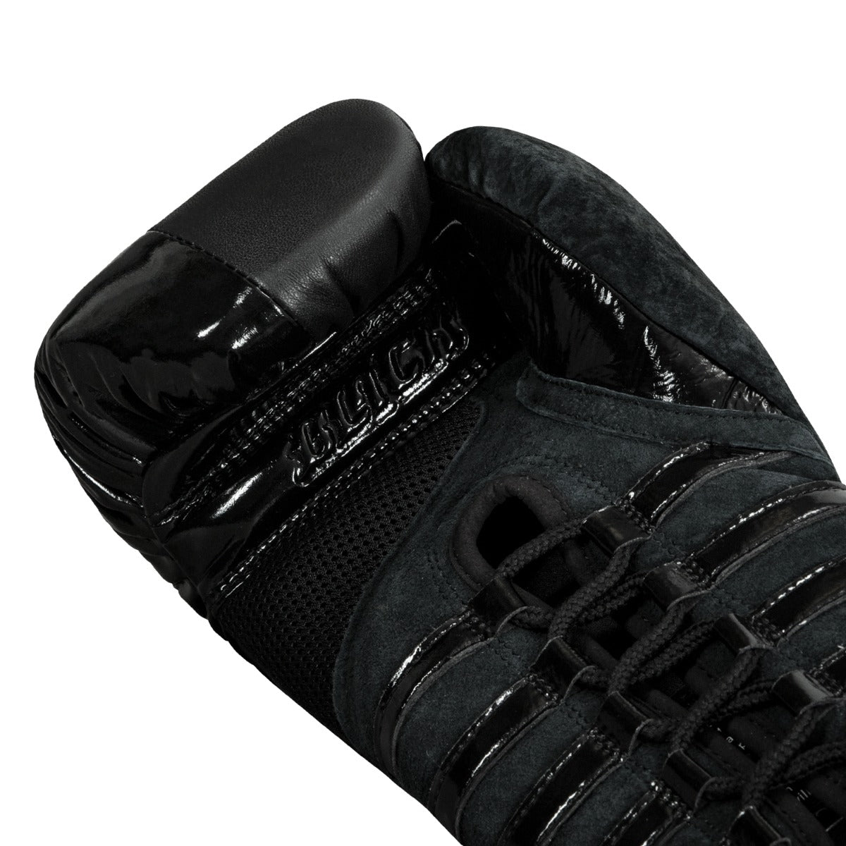 Black Blast Lace-Up Boxing Gloves for Training - Premium Leather Punching Gloves for Men & Women - Perfect for Boxing, MMA, Kickboxing & Fitness Workouts
