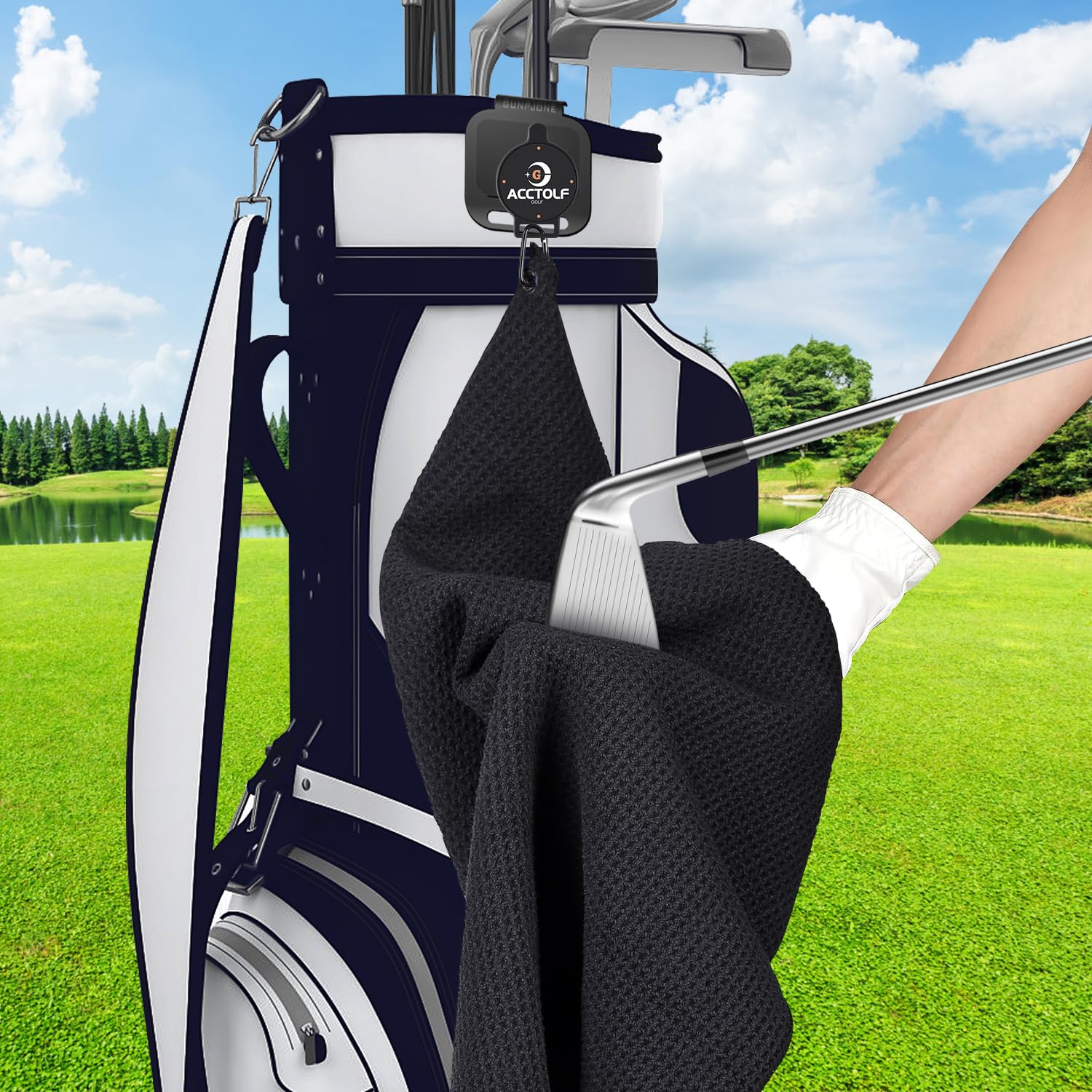 **Premium Magnetic Golf Towel - Super Absorbent Microfiber with Industrial Strength Magnet for Golf Bag, Cart & Clubs | Perfect Golf Accessory for Players & Enthusiasts | Ideal for On-Course Cleaning & Club Maintenance**