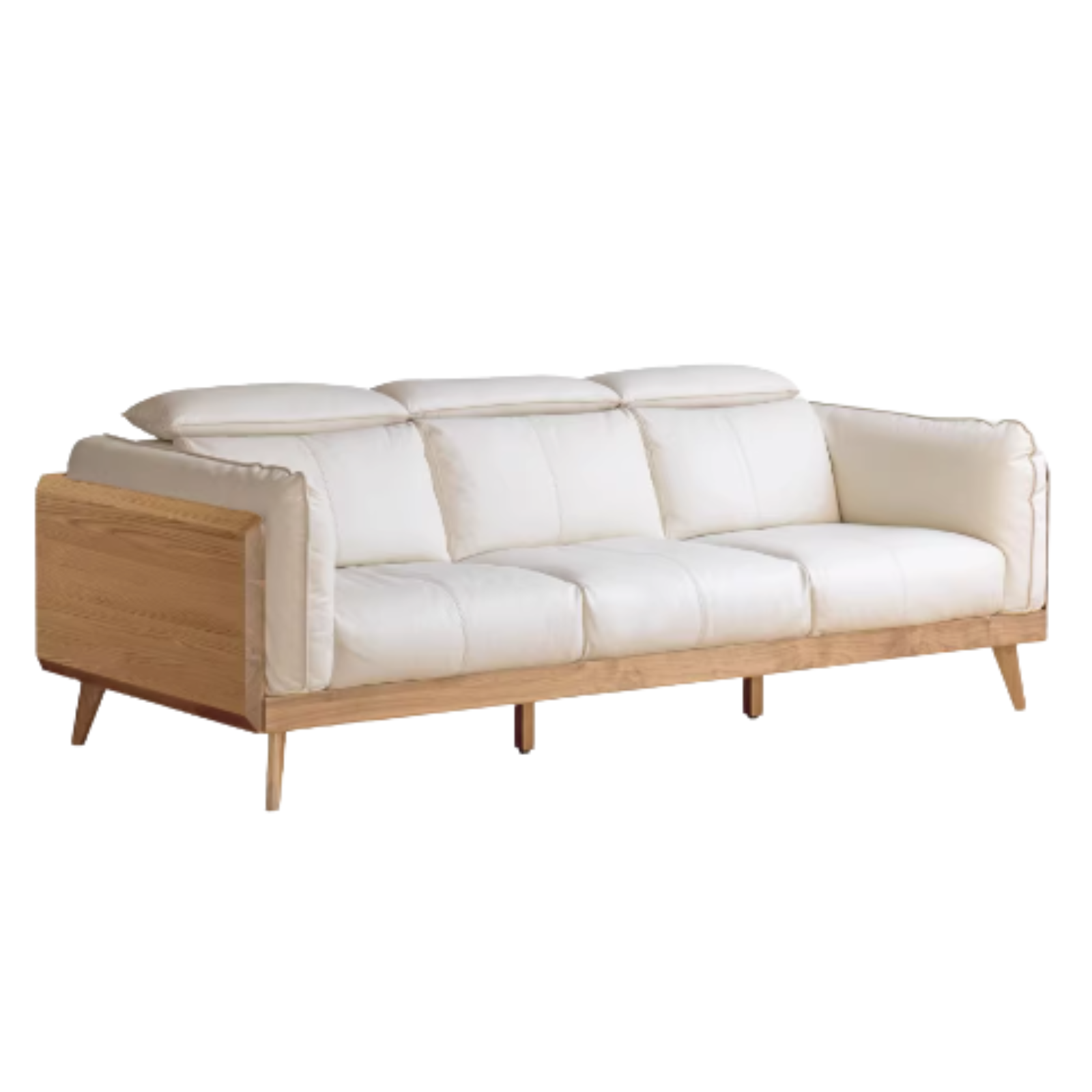 Premium Black Walnut & Ash Solid Wood Genuine Leather Down Sofa - Luxury Handcrafted Couch for Living Room, Lounge & Office Comfort