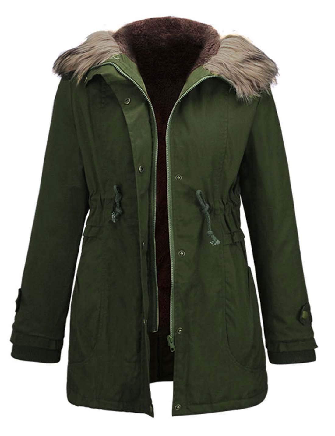 PUWEI Women's Winter Faux Fur Collar Sherpa Fleece Lined Padded Hooded Jacket - Warm Winter Coat for Outdoor Activities, Snowboarding & Casual Wear