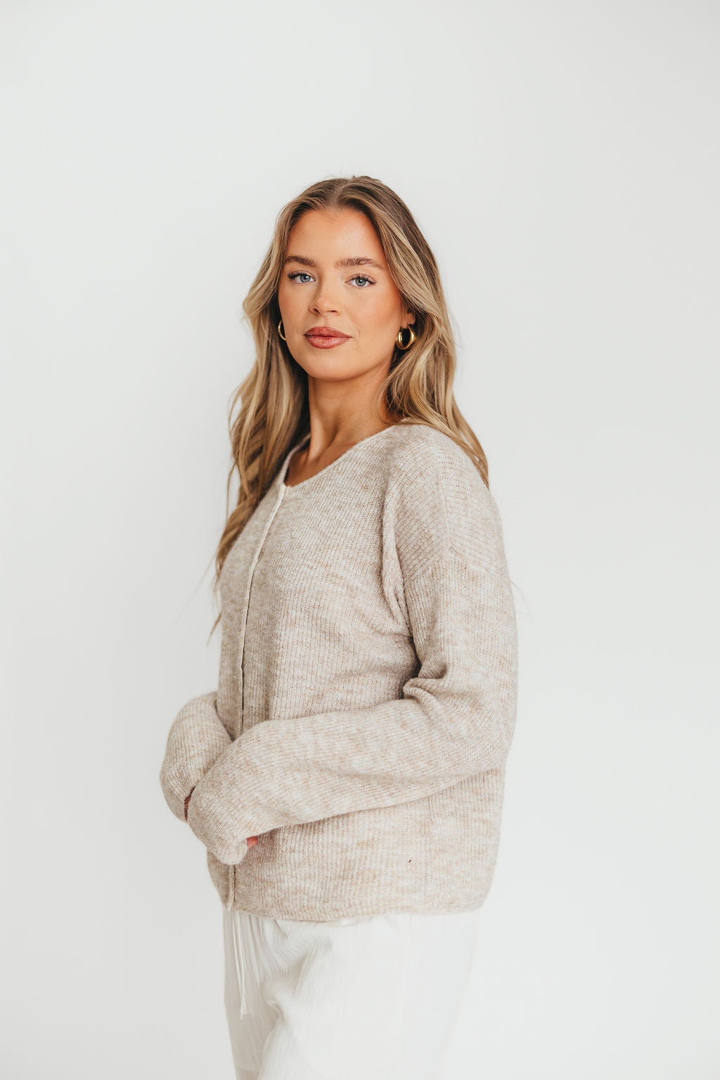 Newport Cardigan for Women - Soft Oatmeal Heather Knit Sweater | Cozy Fall & Winter Layering Piece for Casual Outfits and Office Wear