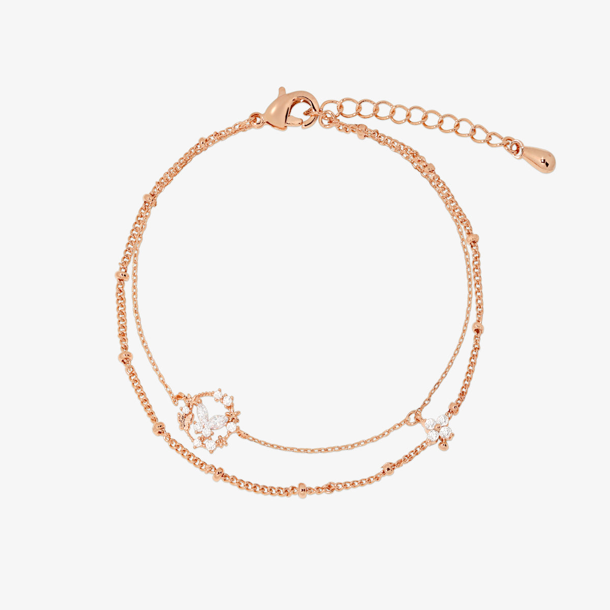 Elegant Cubic Floral Butterfly Layered Bracelet for Women - Trendy Boho Stackable Jewelry for Everyday Wear & Special Occasions