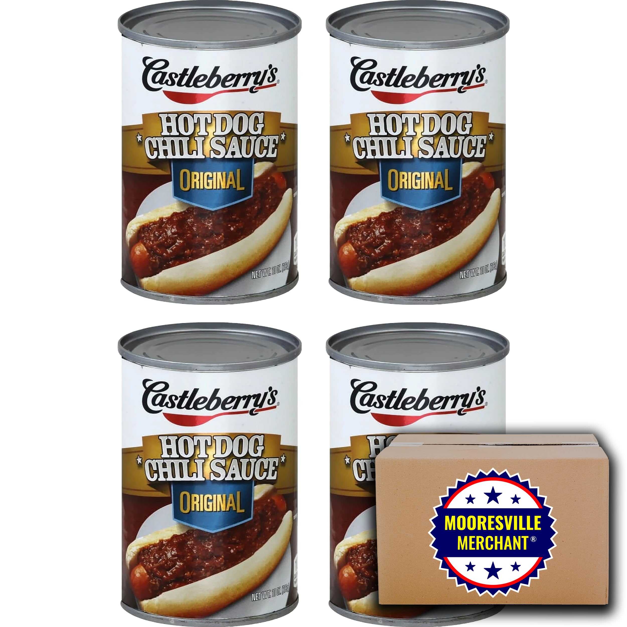 Best Hot Dog Chili Sauce - 10 oz (4 Cans Pack) | Premium Quality, Rich Flavor | Perfect for BBQs, Picnics & Game Day Snacks | Mooresville Merchant Brand