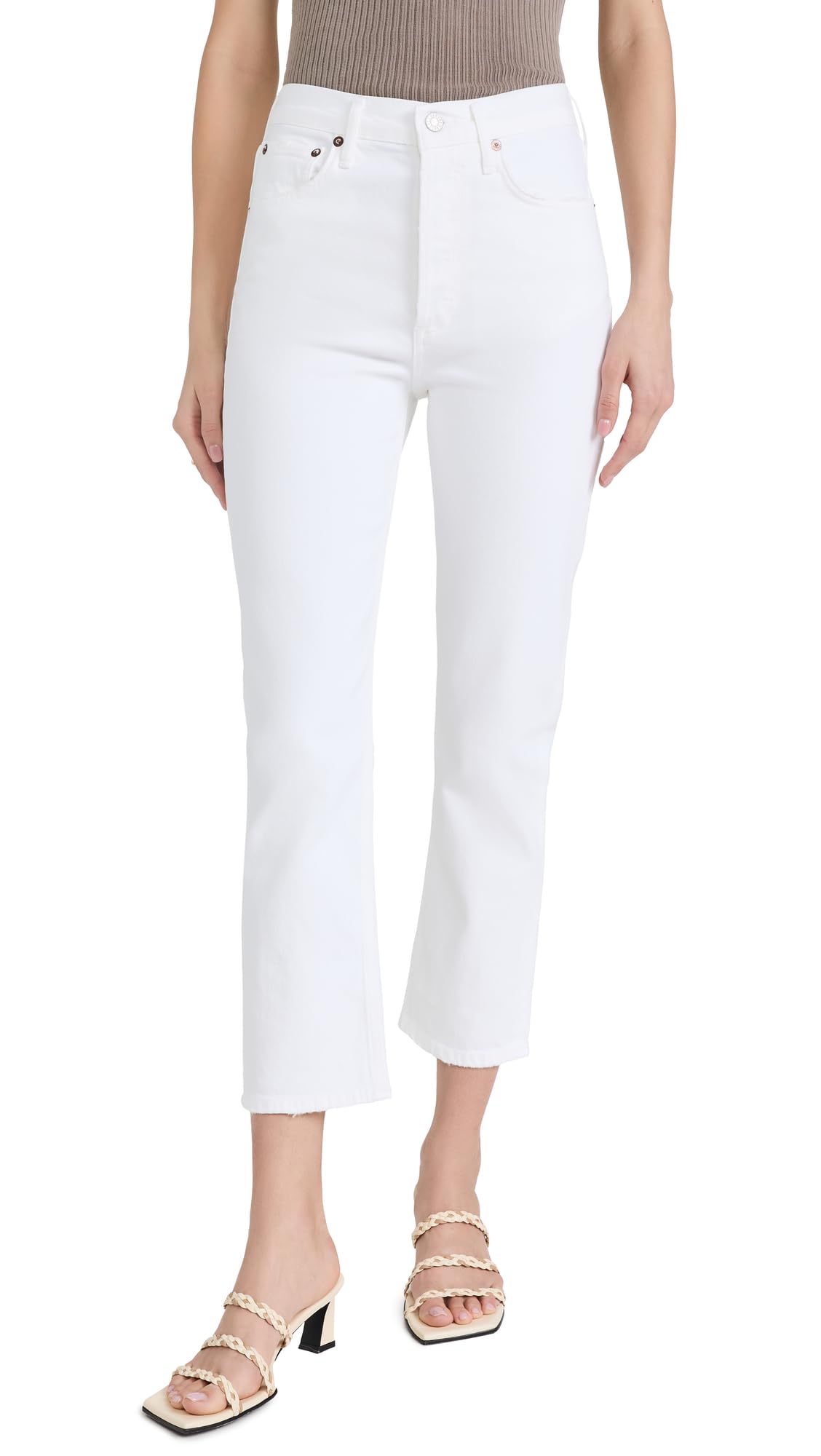 AGOLDE Women's Riley High Rise Crop Jeans - Distressed Denim Skinny Jeans for Women | Perfect for Casual Outfits, Street Style & Everyday Wear