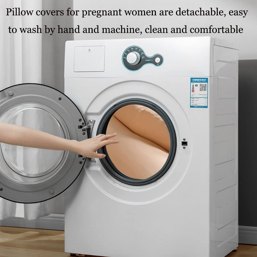 Pregnancy Pillow for Maternity Support - Removable & Washable Cotton Cover, Soft & Comfortable for Scientific Sleep - Belly & Lumbar Support with Adjustable Width - Perfect for Side Sleepers & Pregnant Women During All Trimesters
