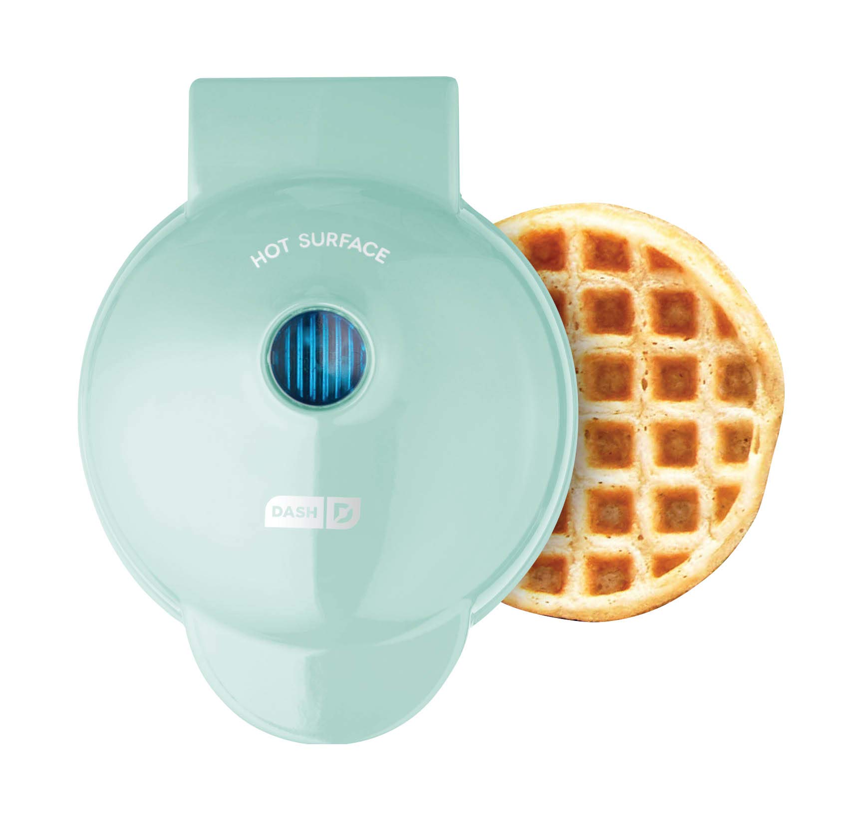 Dash Mini Maker Portable Grill & Panini Press - 4 Inch Waffle Maker for Individual, Hash Browns, Sandwiches | Perfect for Breakfast, Camping & Small Kitchens (Red & Aqua DMW001AQ)
