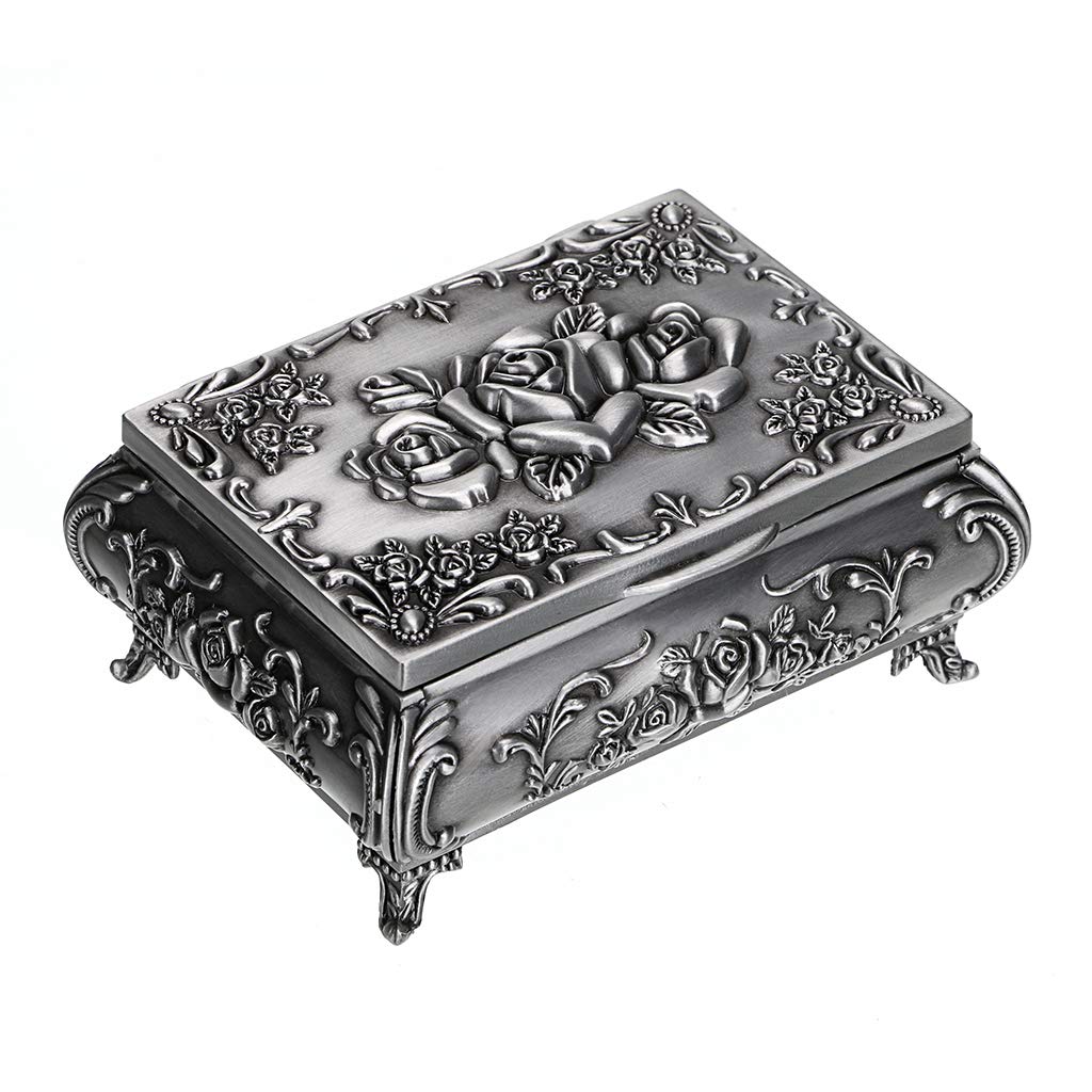 Vintage Metal Jewelry Box - Small Antique Jewelry Organizer for Rings, Earrings, Necklaces - Keepsake Gift Box for Women & Girls | Perfect for Travel, Home Decor, and Special Occasion Gifts