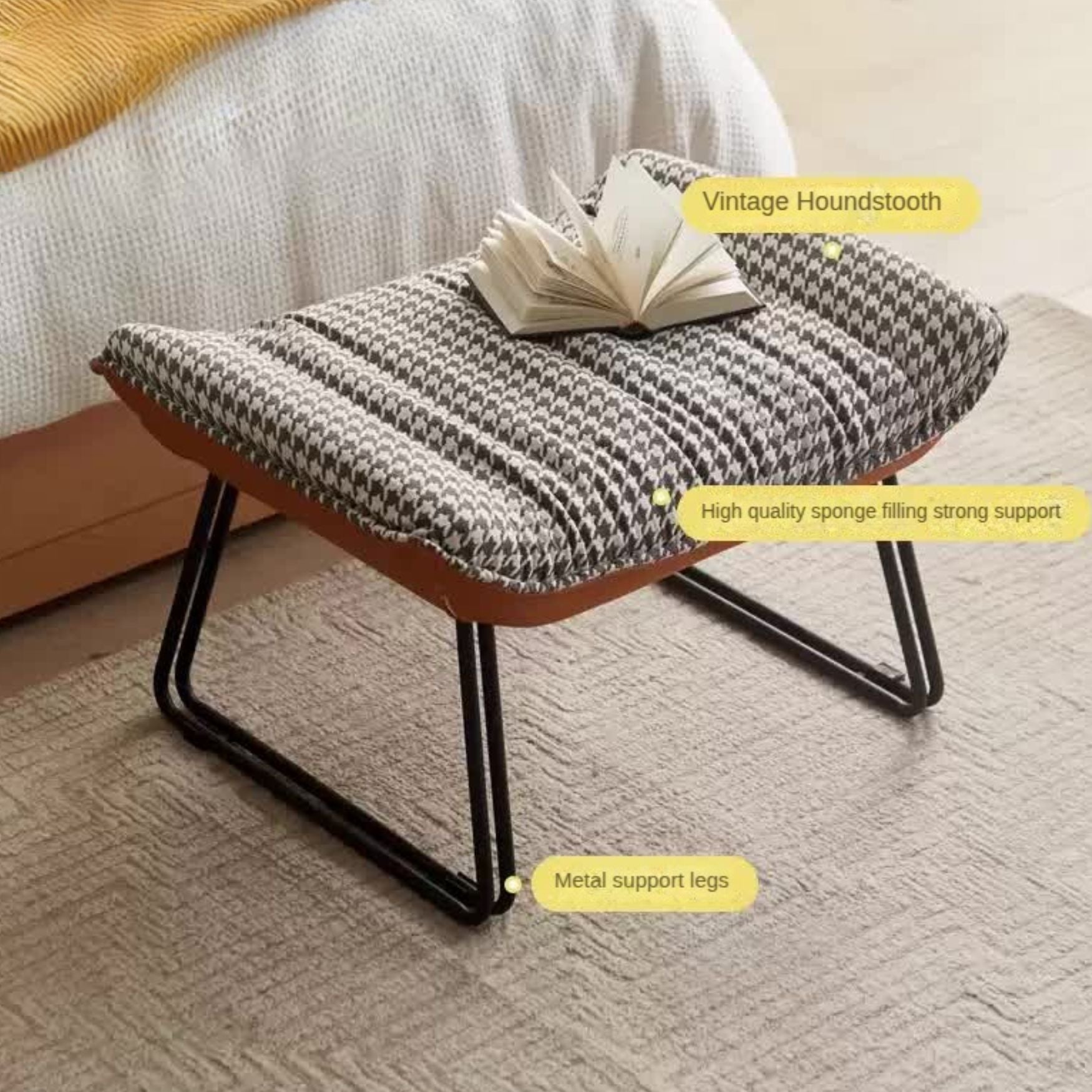 Solid Oak Wood Footrest Ottoman - Shoe Stool with Storage - Perfect for Living Room, Bedroom & Entryway - Durable & Stylish Home Decor